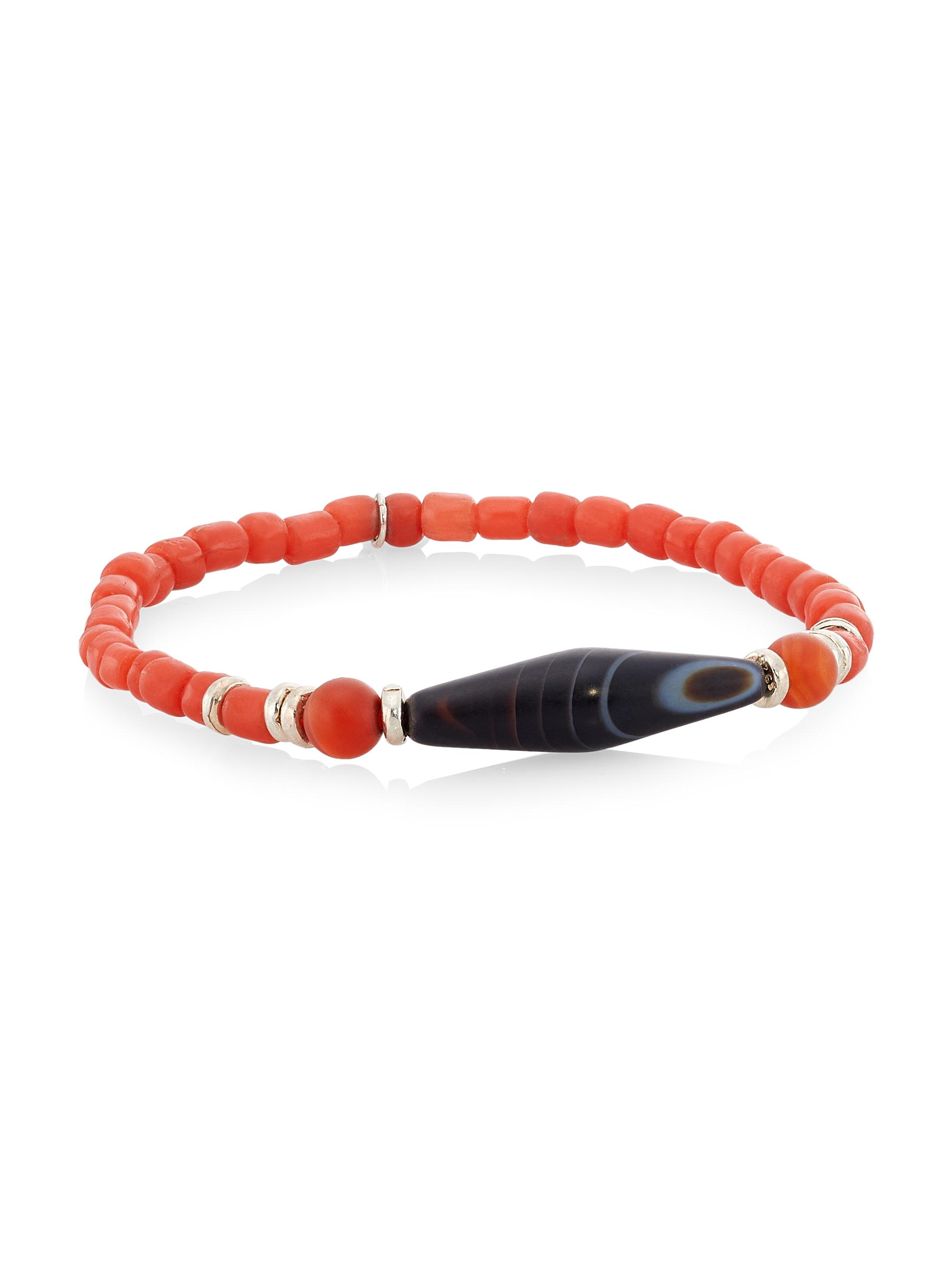Jan Leslie Men's Agate Beaded Bracelet - Red