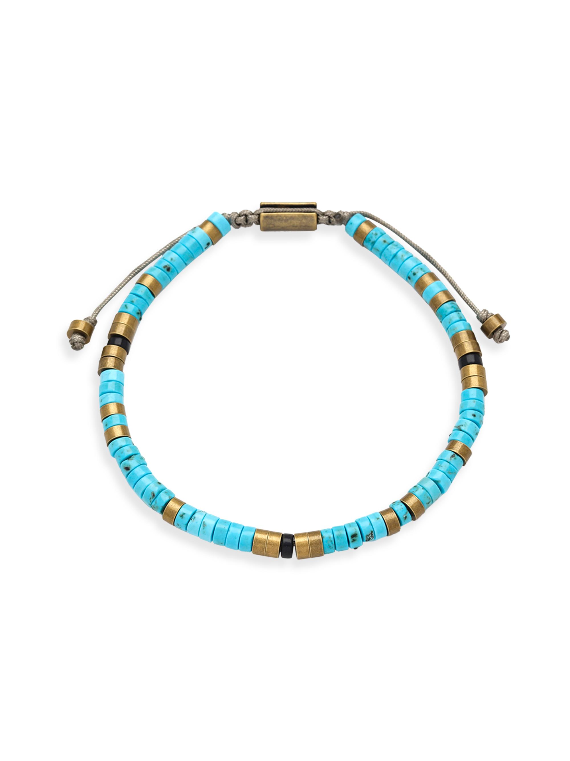 Jan Leslie Men's Turquoise & Brass-Plated Sterling Silver Beaded Bracelet - Turquoise