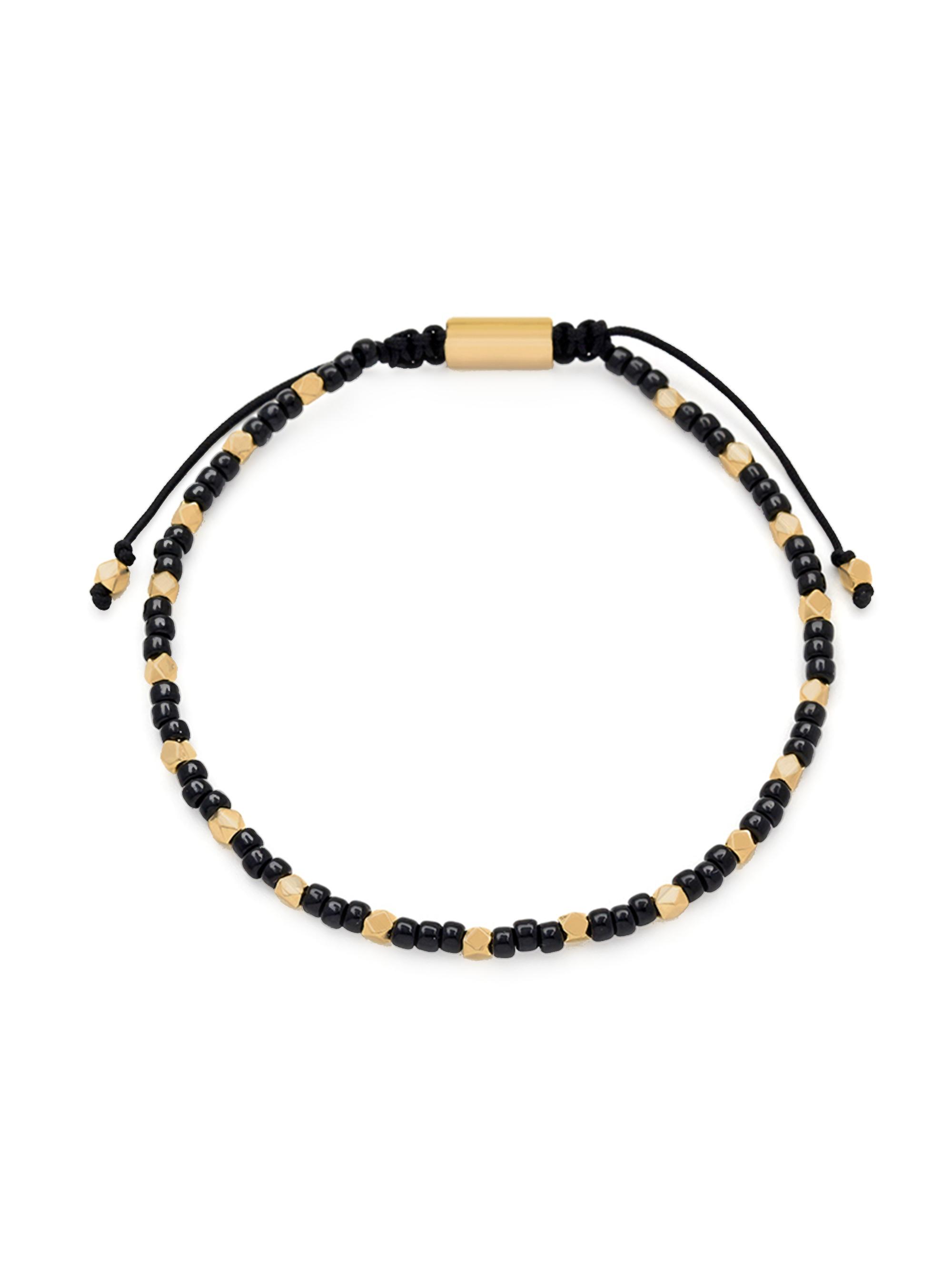 Jan Leslie Men's Sterling Silver & Glass Beaded Bracelet - Black Gold