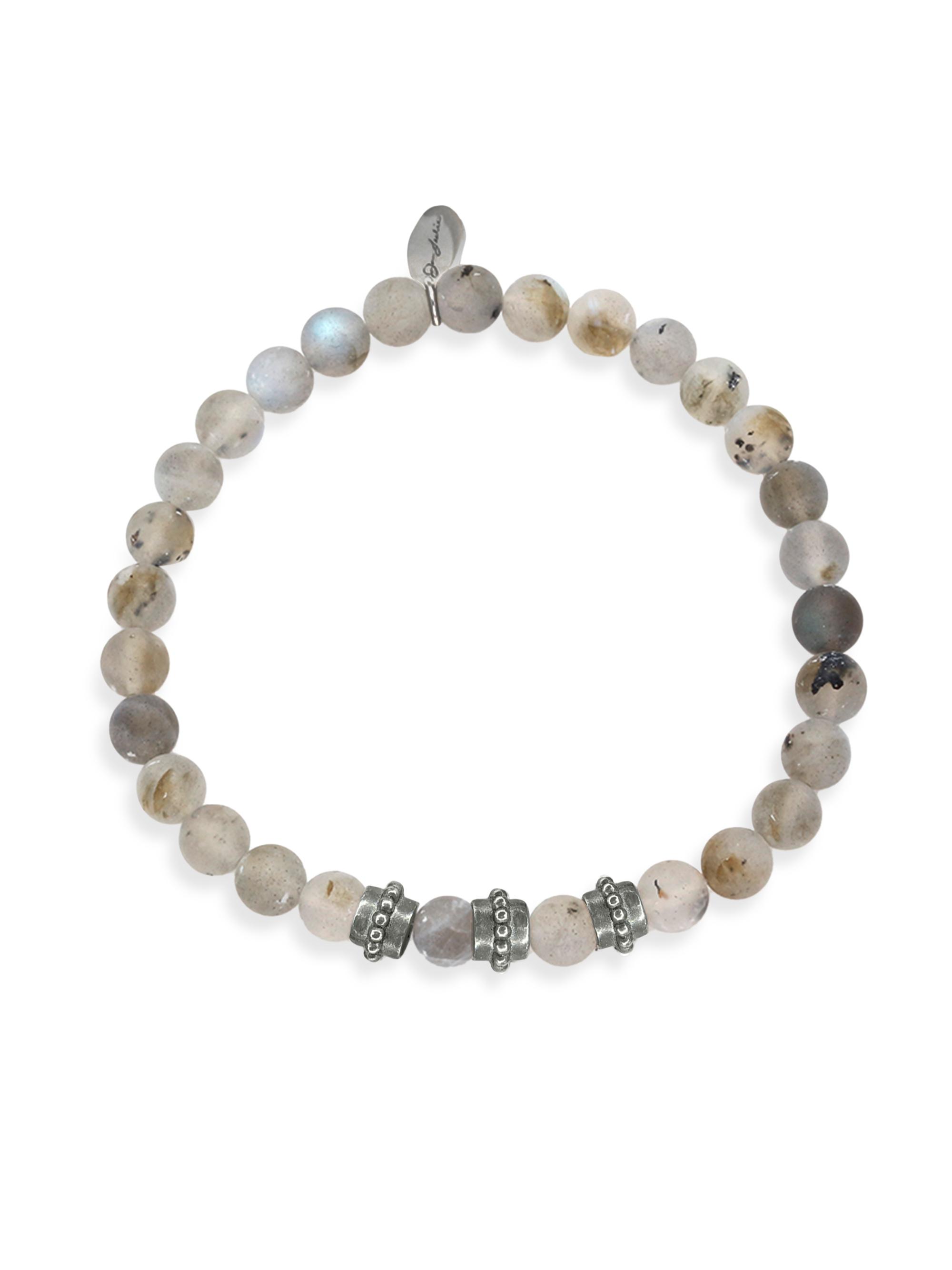 Jan Leslie Men's Sterling Silver & Labradorite Beaded Stretch Bracelet - Grey Labradorite