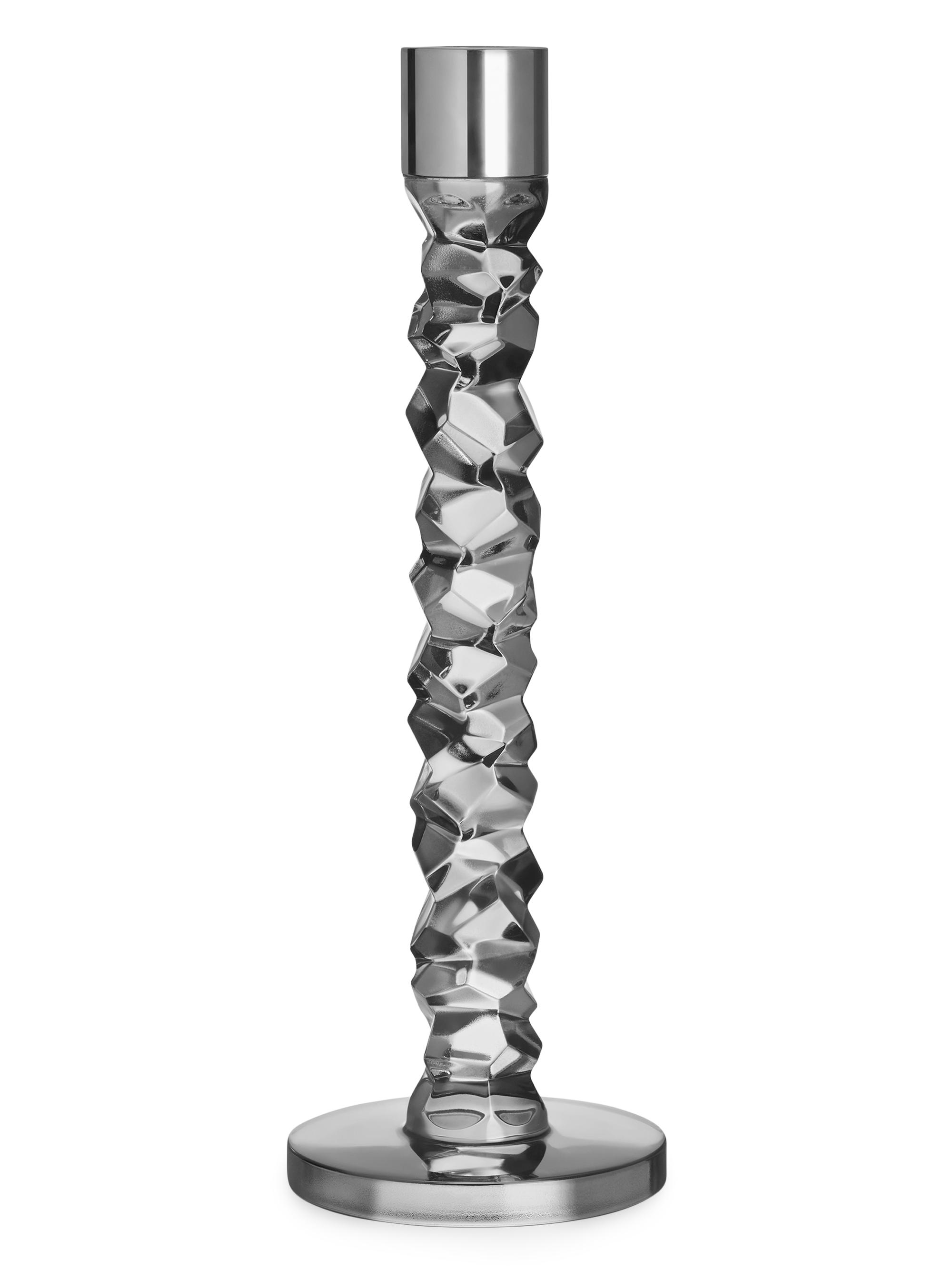 Orrefors Carat Glass & Stainless Steel Candlestick Large