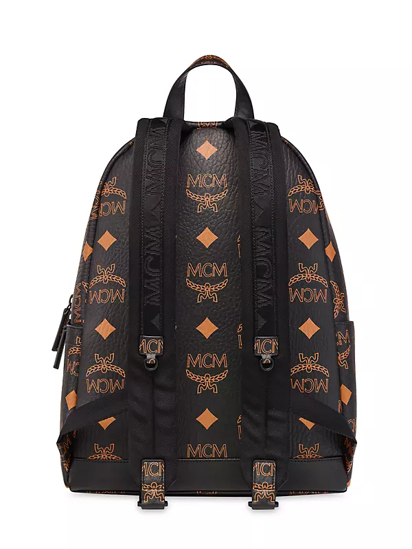 Mcm Stark Monogram Logo Backpack In Black