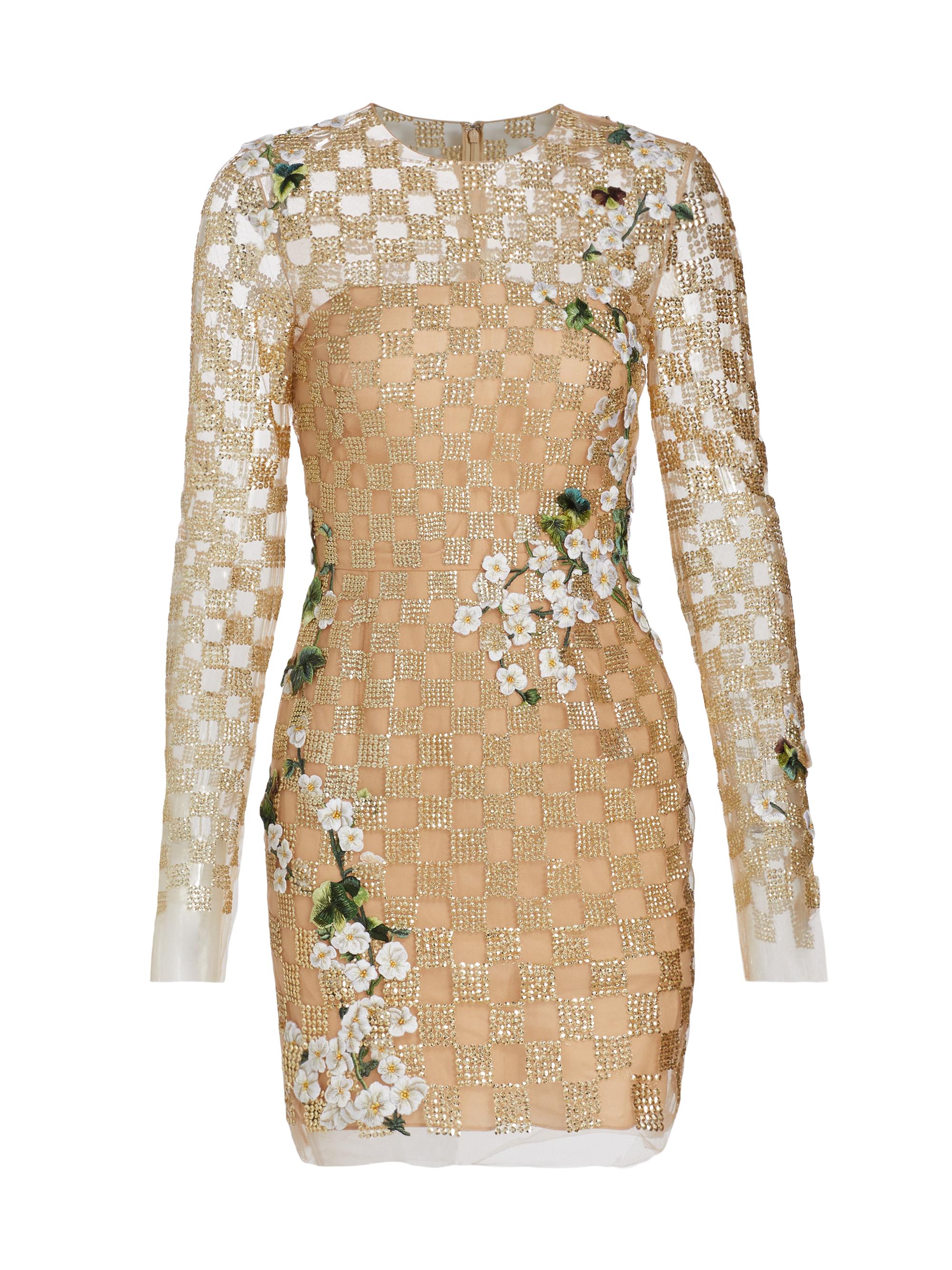 oscar de la renta crystal embroidered grid cocktail dress Studded & Appliqué Minidress Color:Blue Dust Multi Mexico Pride Bodycon Dress spiraledge:8222167 Fashion Set on a delicate