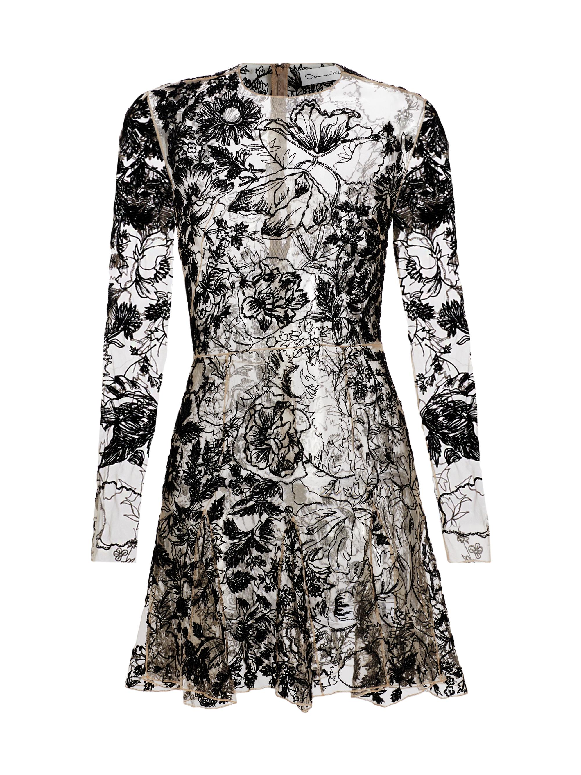 Oscar de la Renta Sheer Bead-Embroidered Minidress | Saks Fifth Avenue