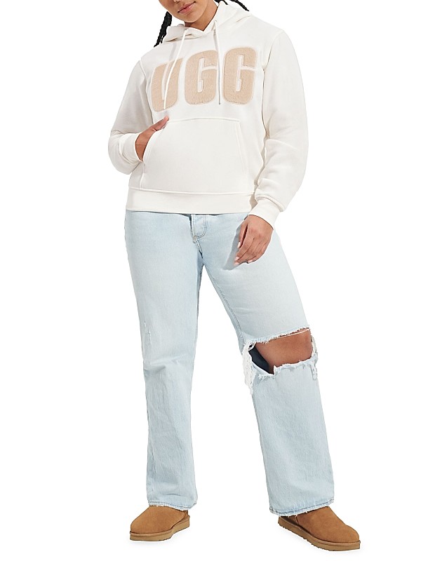 Shop UGG Rey Fuzzy Logo Cotton-Blend Hoodie | Saks Fifth Avenue Shop UGG Rey Fuzzy Logo Cotton-Blend Hoodie | Saks Fifth Avenue