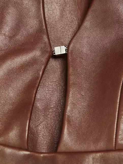 Chocolate Brown Faux Leather Seam Detail Sleeveless Mini Dress