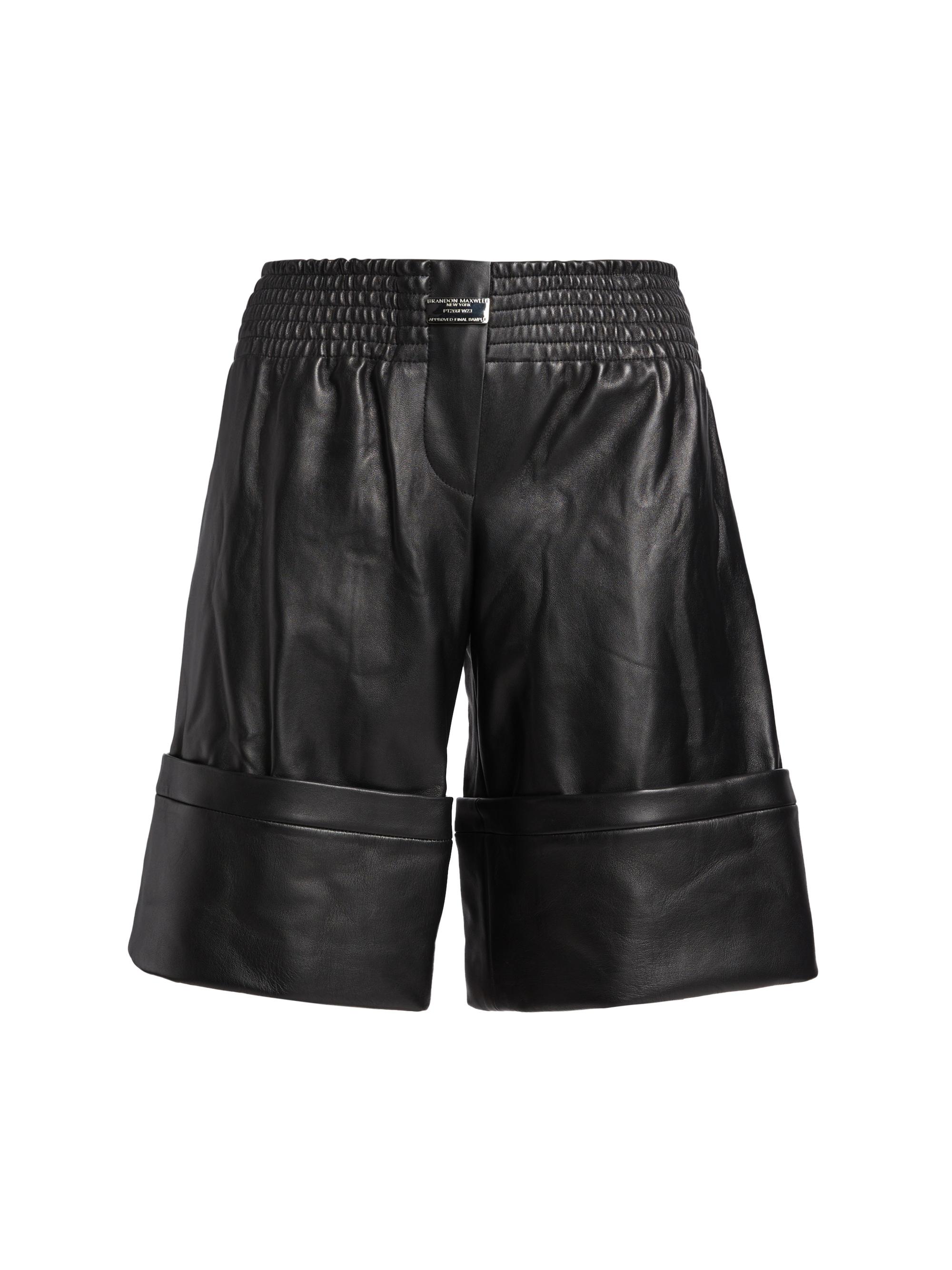 Brandon Maxwell Women's Clover Nappa Leather Shorts - Black