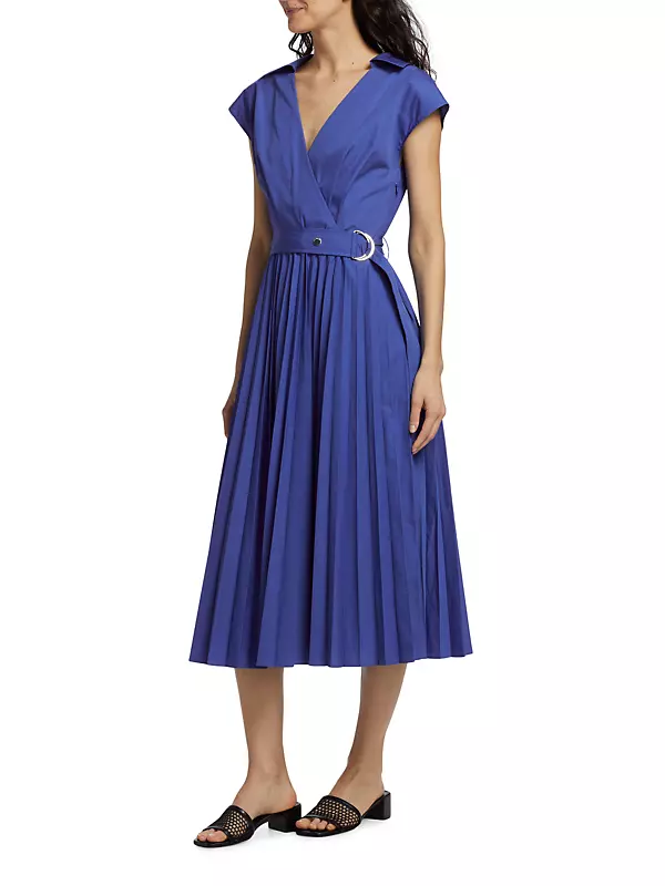 Shop Elie Tahari Noa Pleated Wrap Midi-Dress | Saks Fifth Avenue