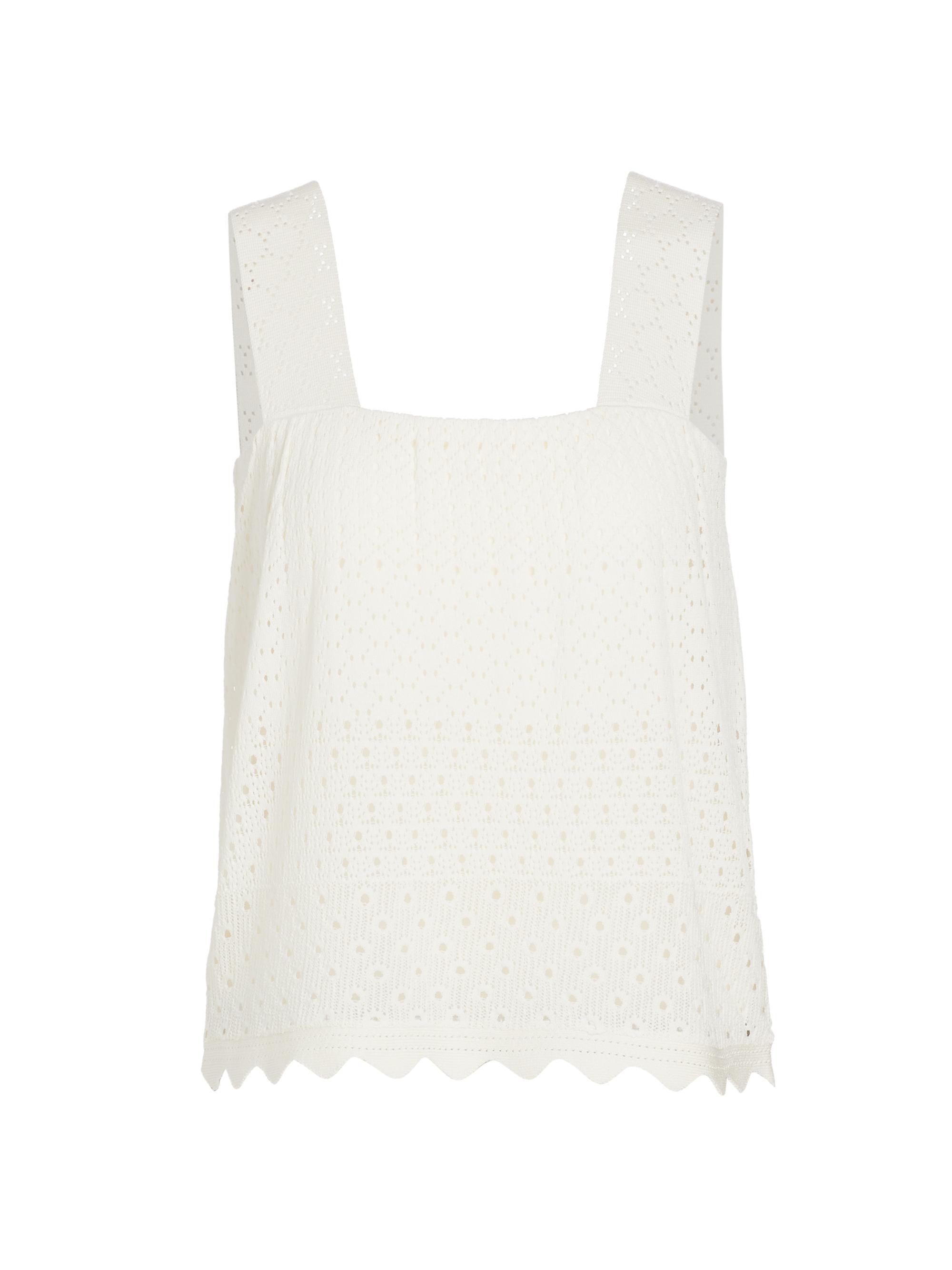 Elie Tahari Women's Carmen Pointelle-Knit Tank - Vanilla