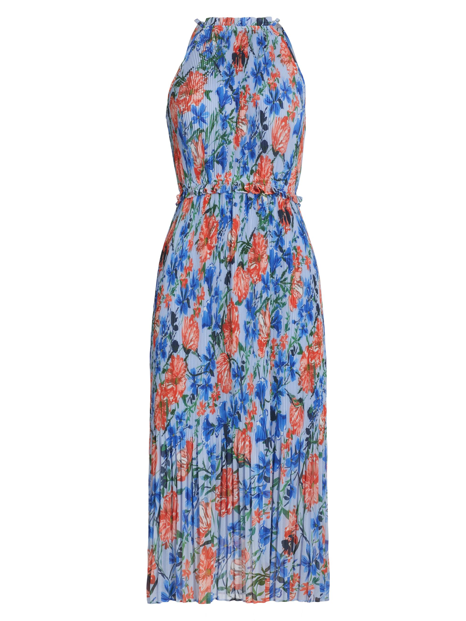 Elie Tahari Women's Morgan Floral Pleated Midi-Dress - Pool Blue Floral Print
