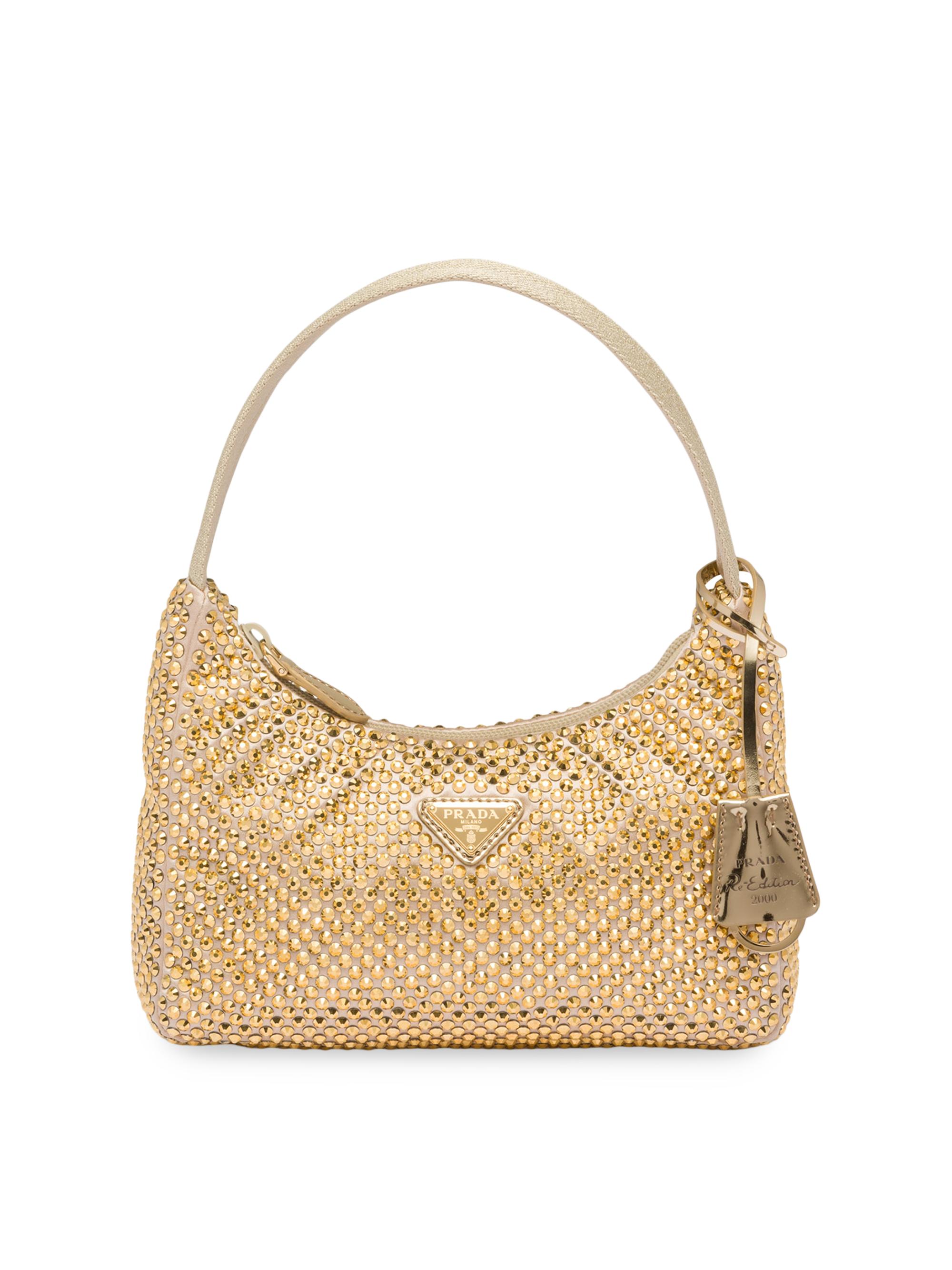 Prada Re-Edition Mini Satin Shoulder Bag with Crystals | Saks