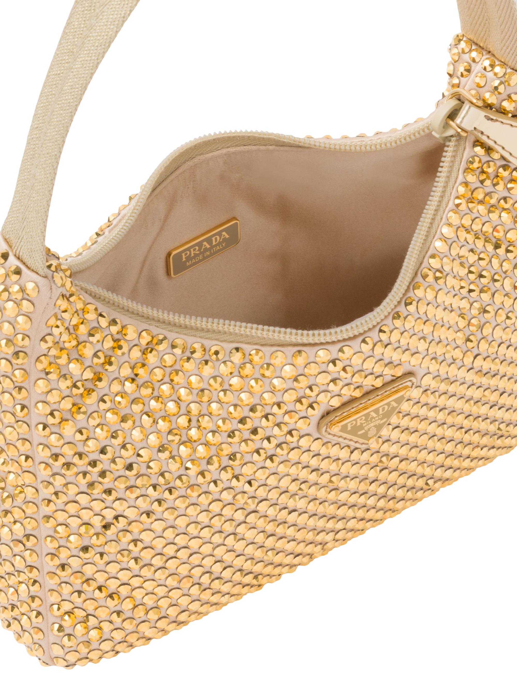 Prada Re-Edition Mini Satin Shoulder Bag with Crystals | Saks