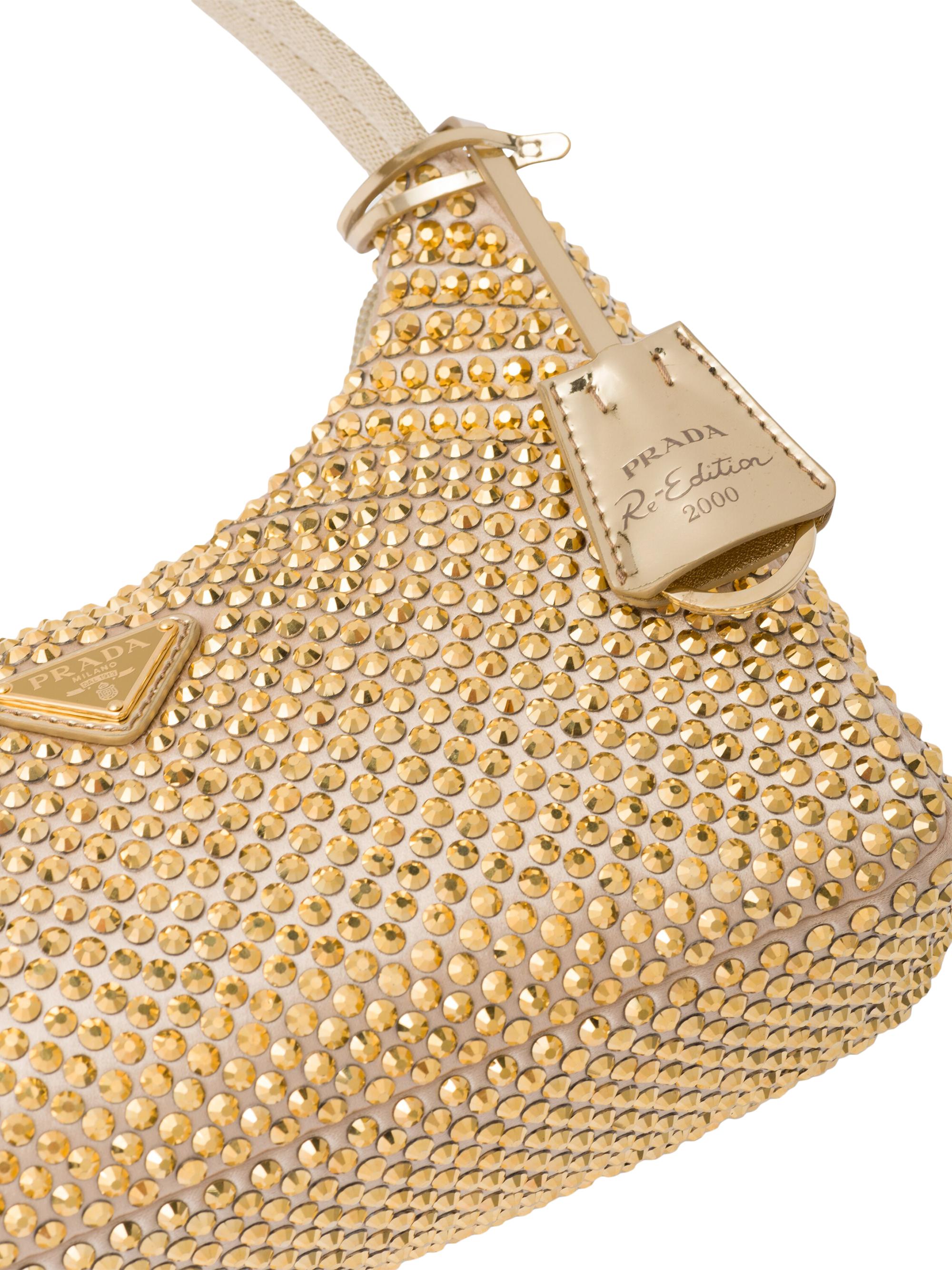 Prada Re-Edition Mini Satin Shoulder Bag with Crystals | Saks