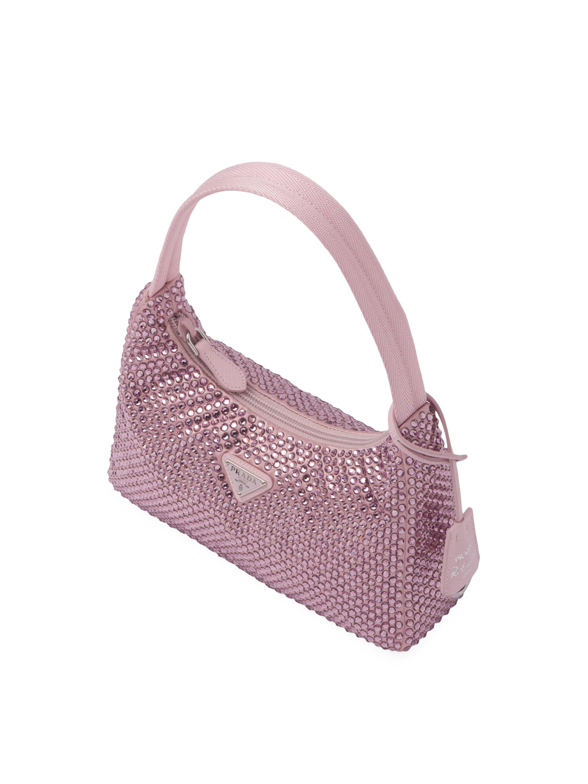 Prada Re-Edition Mini Satin Shoulder Bag with Crystals | Saks