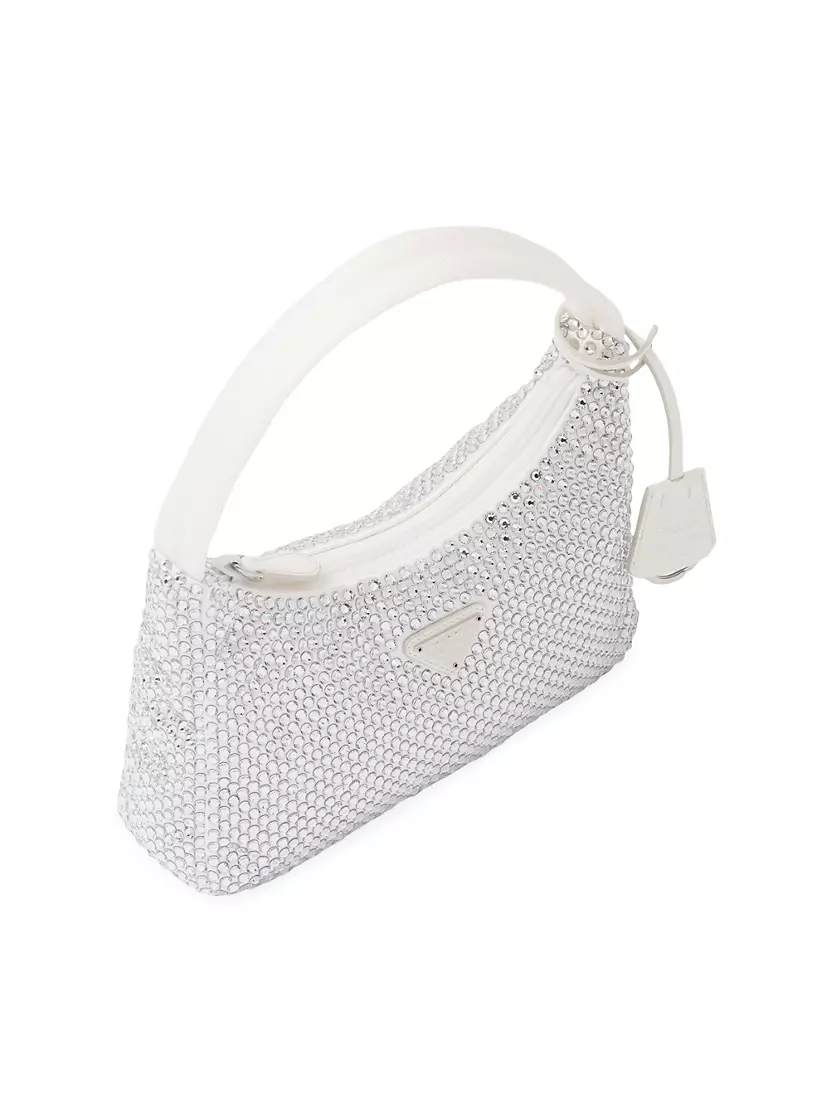 White Satin Mini-bag With Crystals