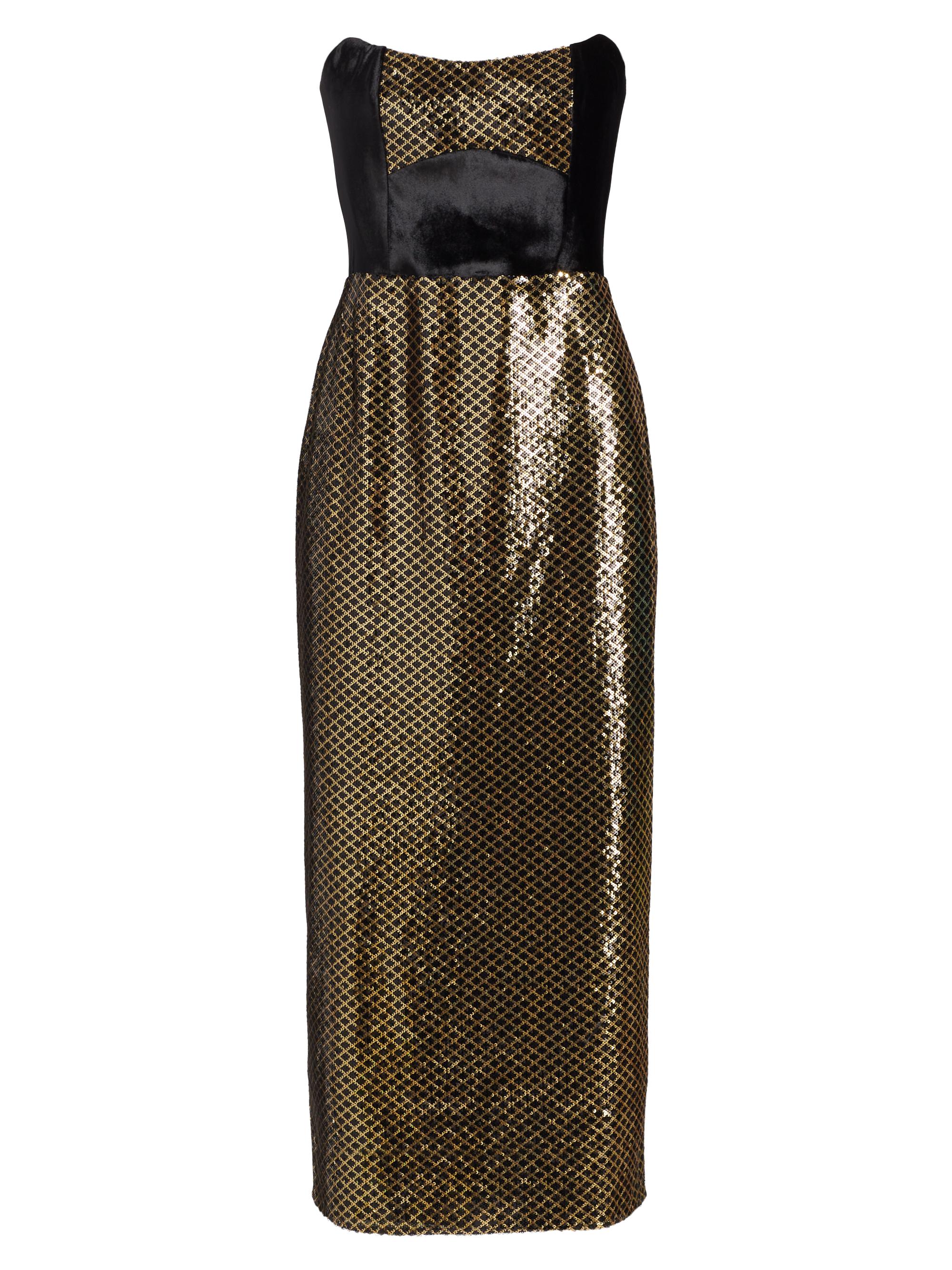 Borgo de Nor Women's Luna Strapless Velvet & Sequin Midi-Dress - Gold Black