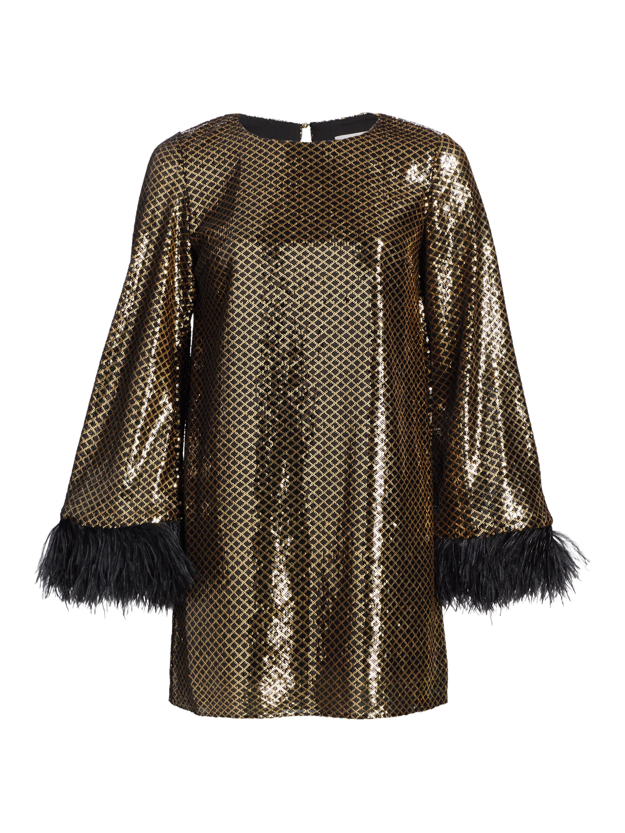 Borgo de Nor Women's Cocoa Feather & Sequin Minidress - Gold Black