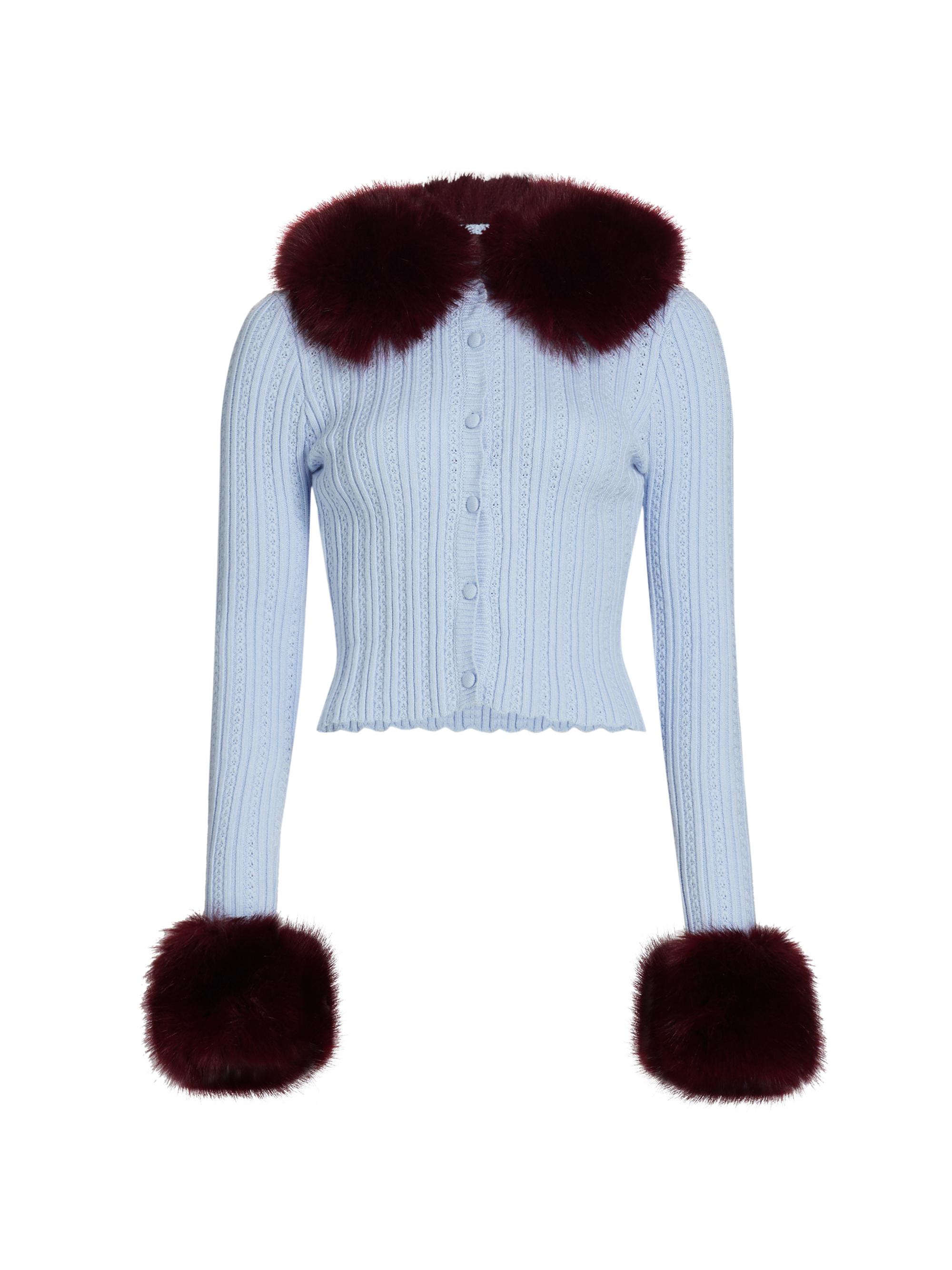 Guizio ​Faux-Fur Pointelle Knit Cardigan | Saks Fifth Avenue