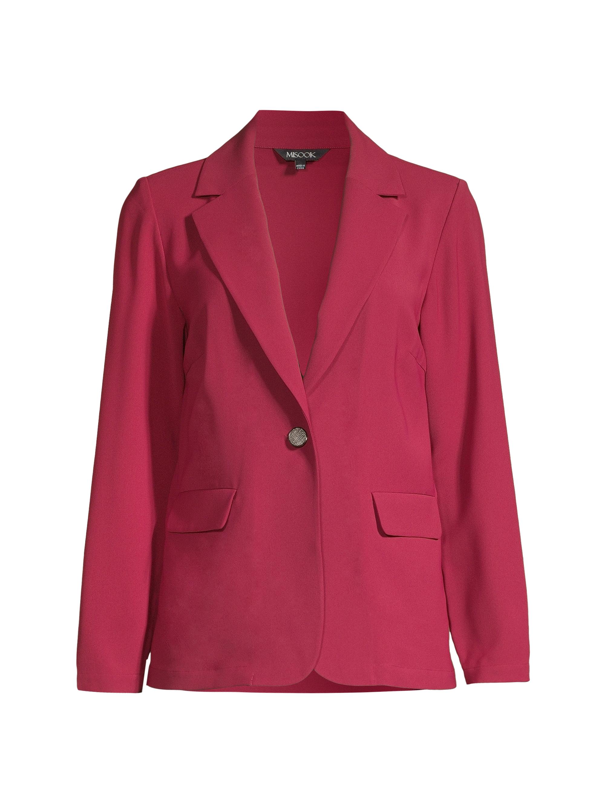 Misook Women's Crepe Single-Button Blazer - Scarlett Red
