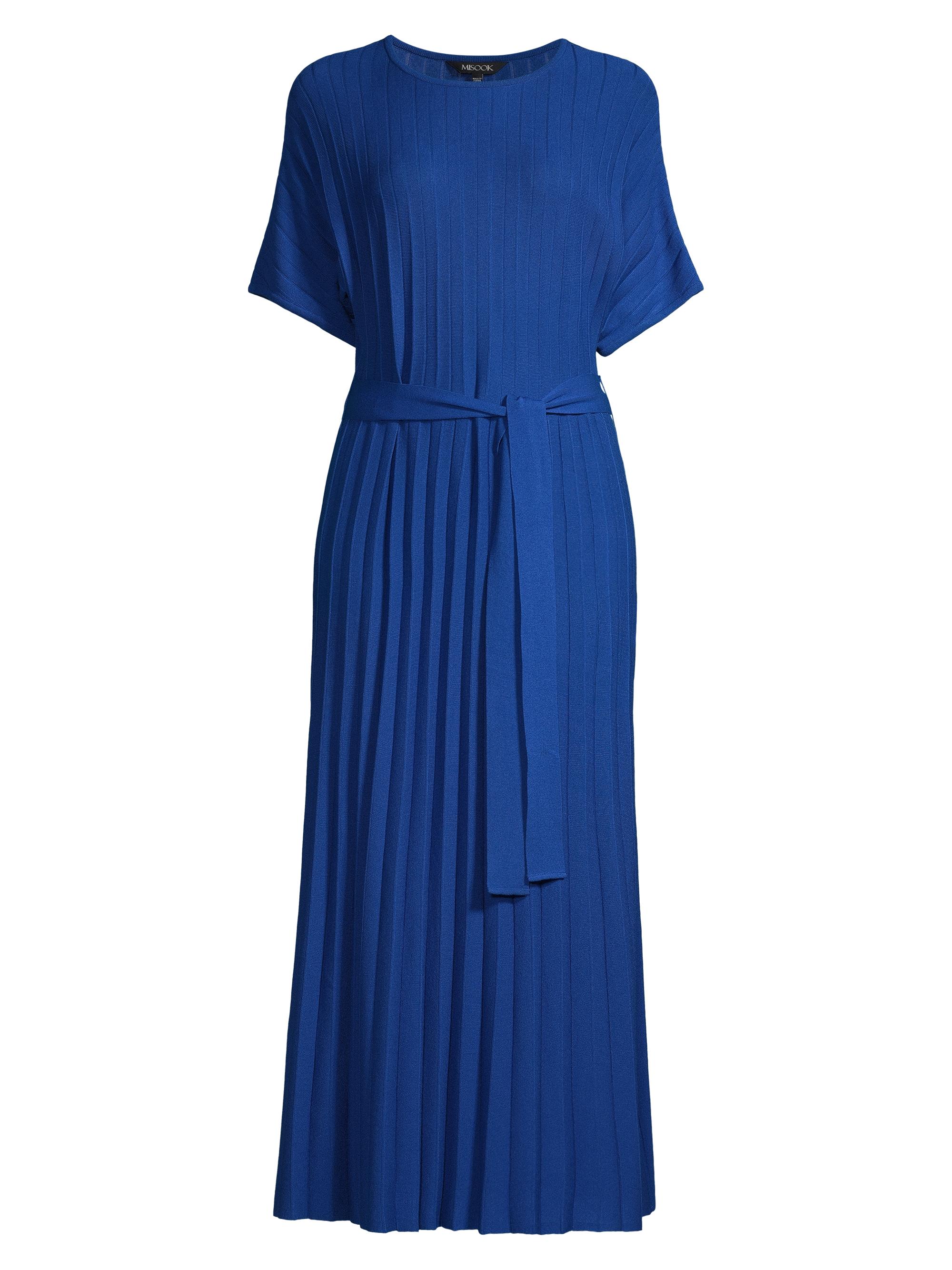 Misook Women's Rib-Knit Belted Maxi Dress - Lyons Blue