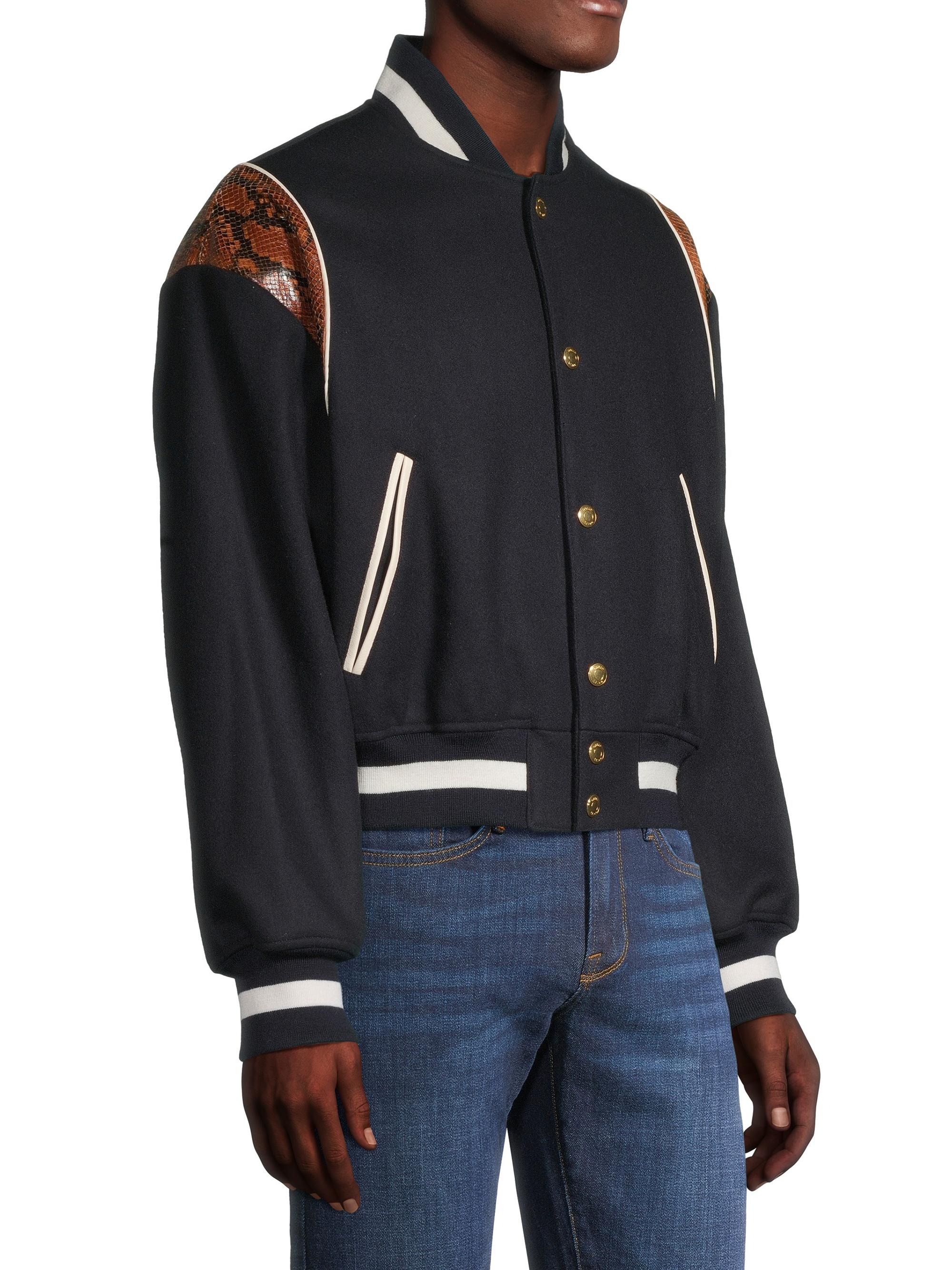 Bally Wool-Blend Snakeskin-Embossed Bomber Jacket | Saks Fifth Avenue
