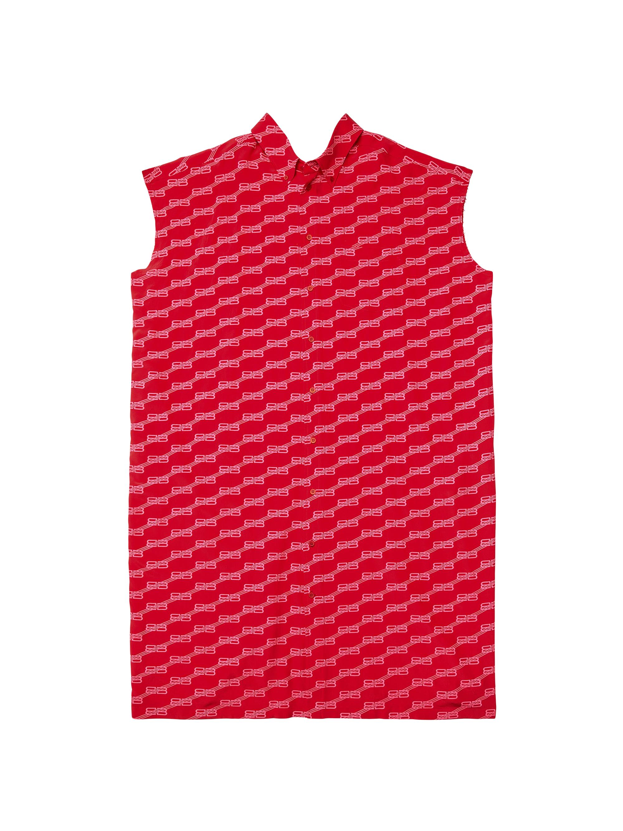 Balenciaga Women's BB Monogram Swing Collar Rawcut Dress - Red