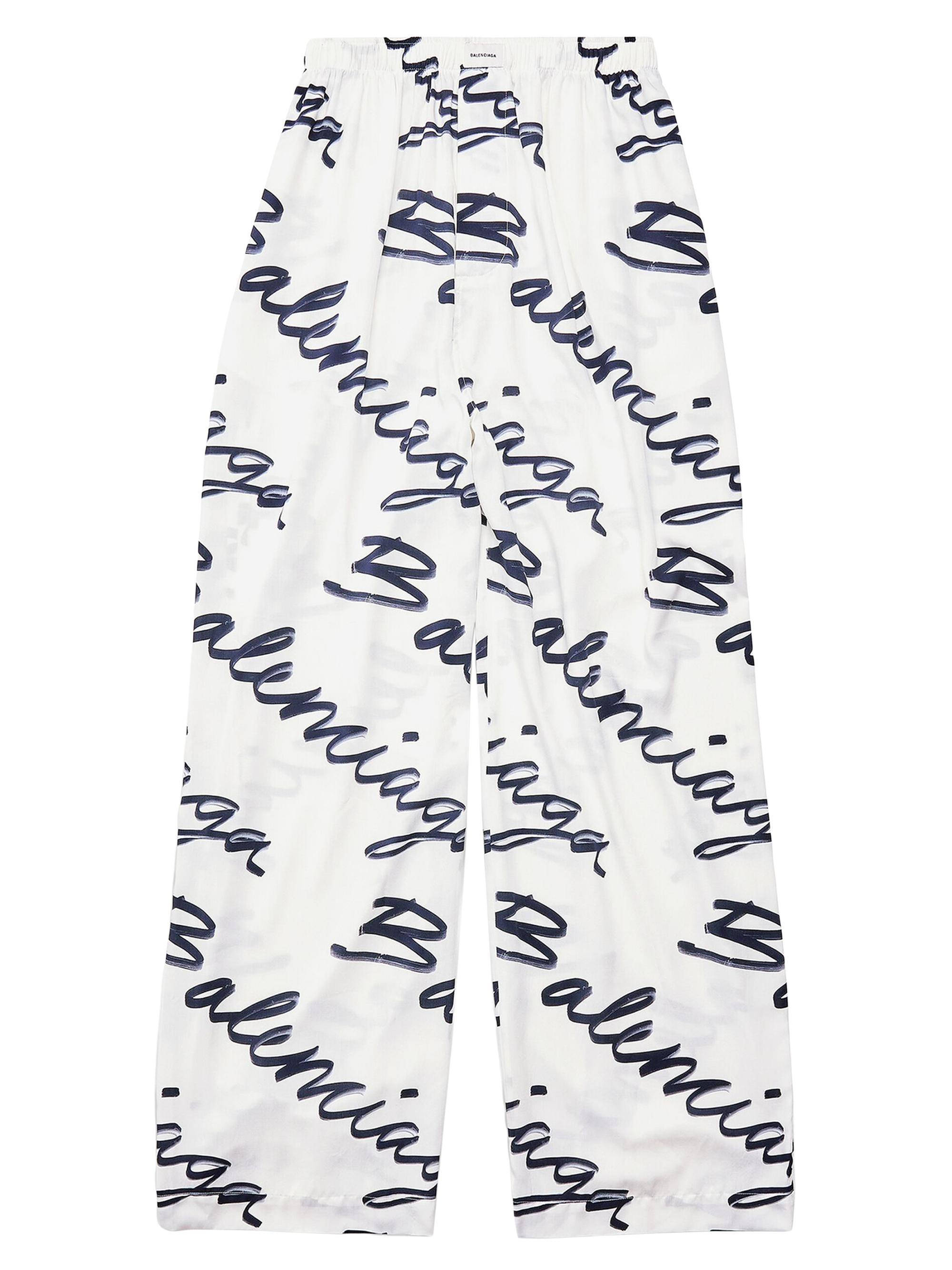 Balenciaga Women's Scribble Pyjama Pants - White Blue