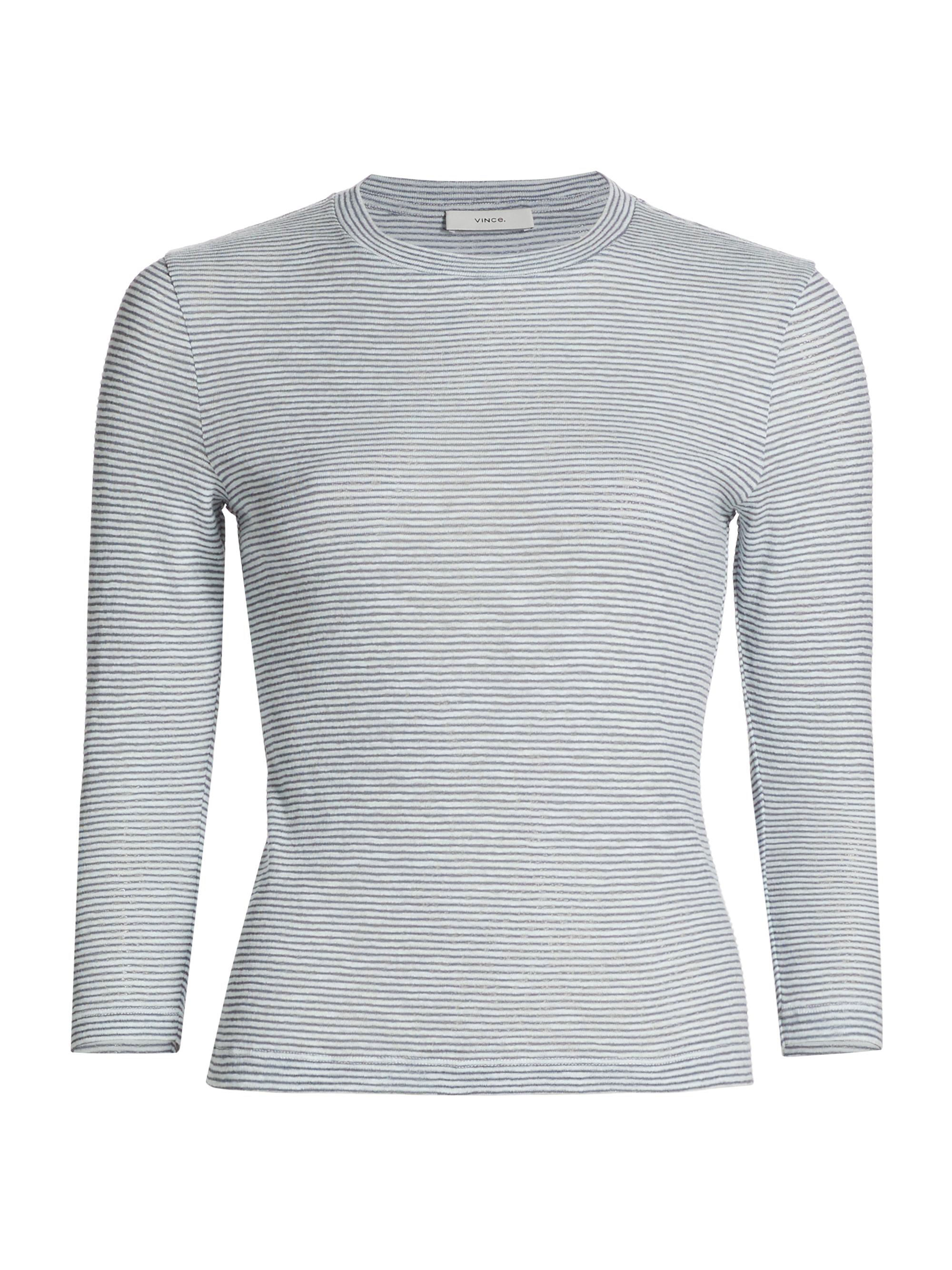 Vince Women's Cotton-Blend Micro-Striped T-Shirt - Off White Harbor