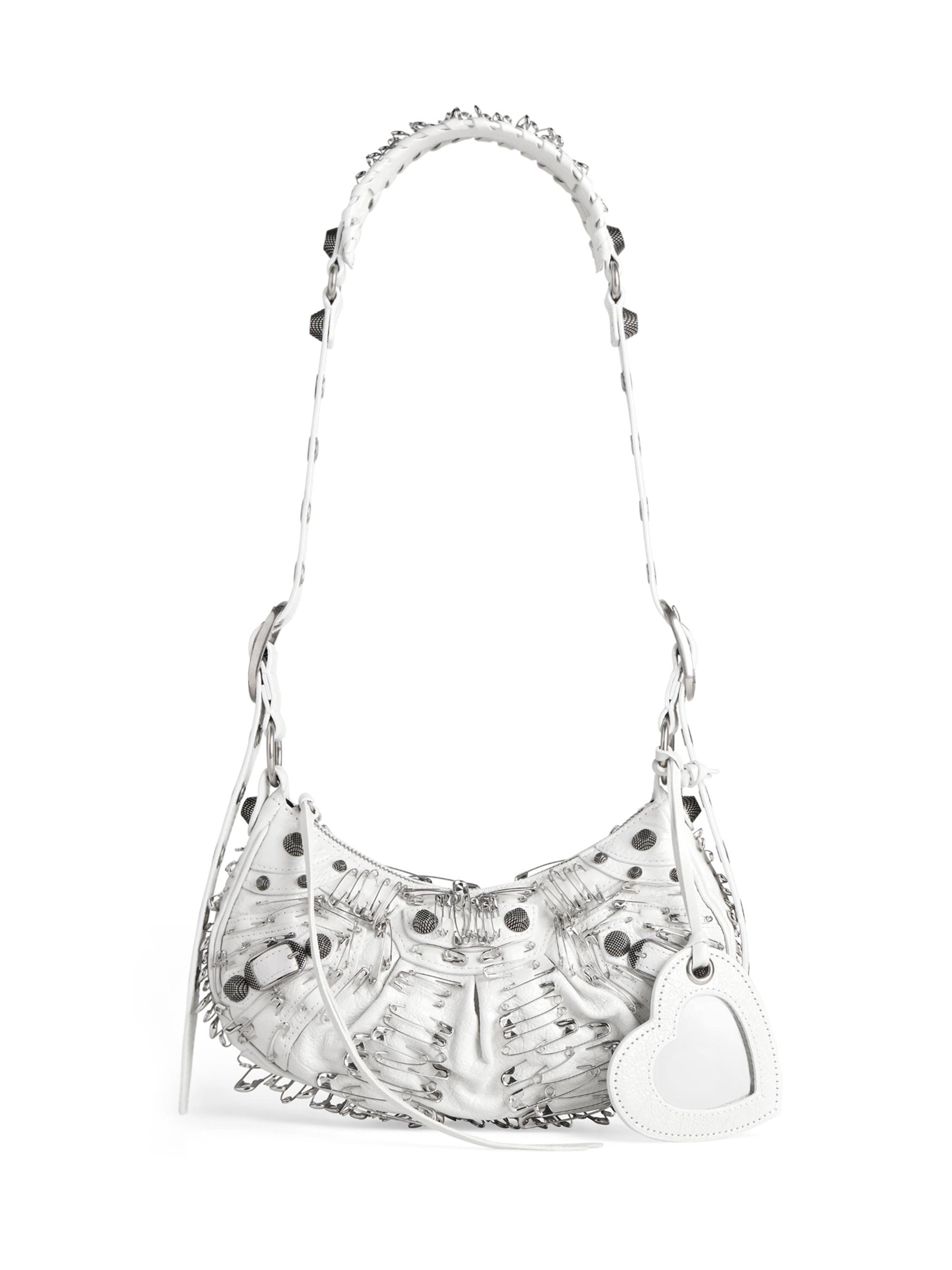 Balenciaga Women's Le Cagole  Shoulder Bag With Safety Pins - Optic White
