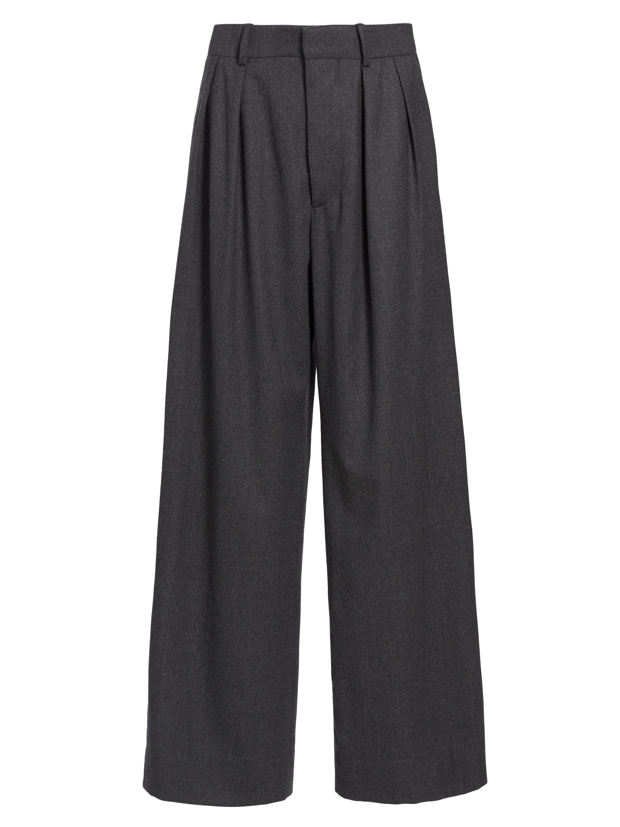 WARDROBE.NYC Women's Flannel Wool Low-Rise Trousers - Charcoal
