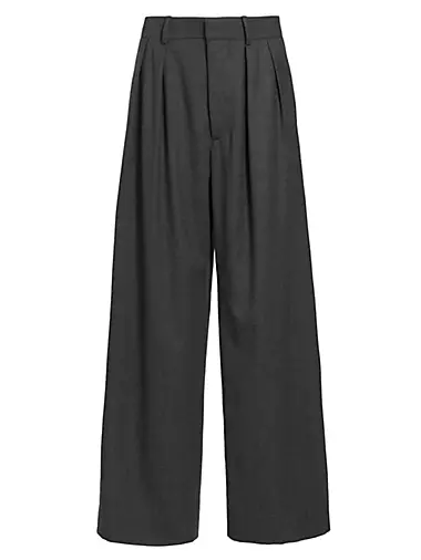 Flannel Wool Low-Rise Trousers