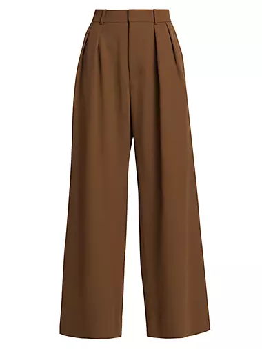 Low-Rise Pleated Wool Trousers