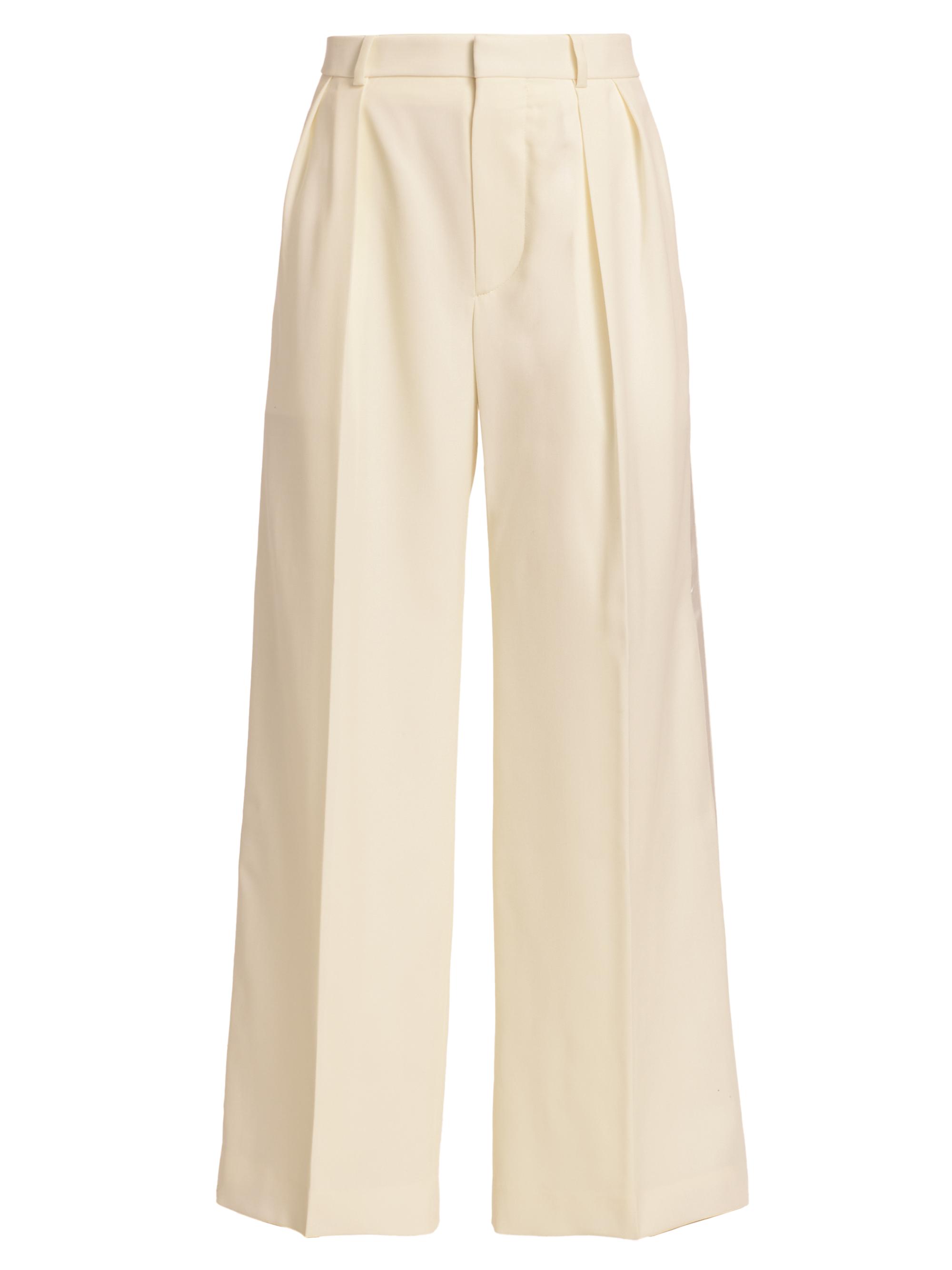 WARDROBE.NYC Women's Evening Wool Wide-Leg Trousers - Off White