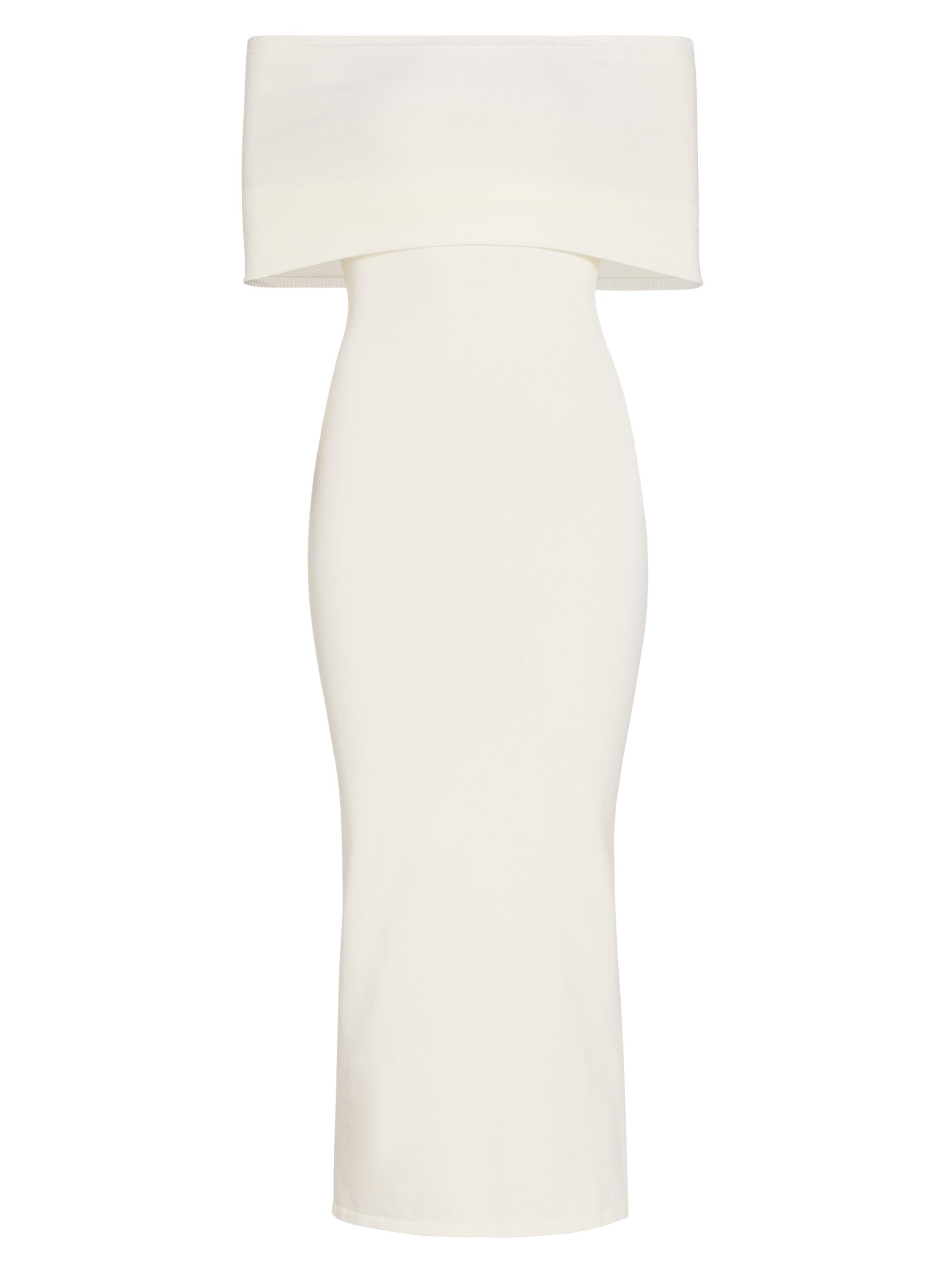 WARDROBE.NYC Women's Off-the-Shoulder Rib-Knit Midi-Dress - Off White