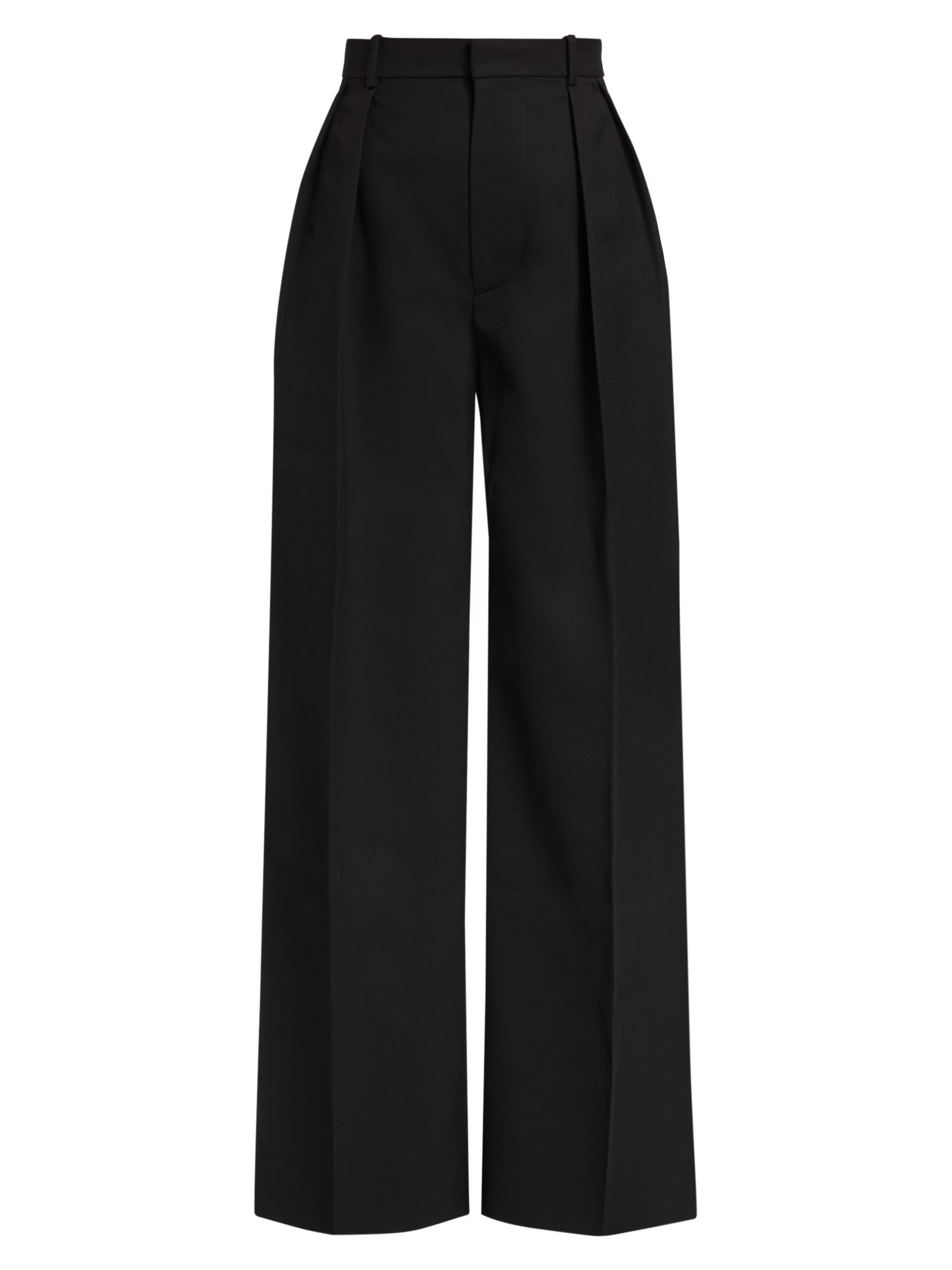 WARDROBE.NYC Women's Tuxedo Stripe Wool Wide-Leg Pant - Black