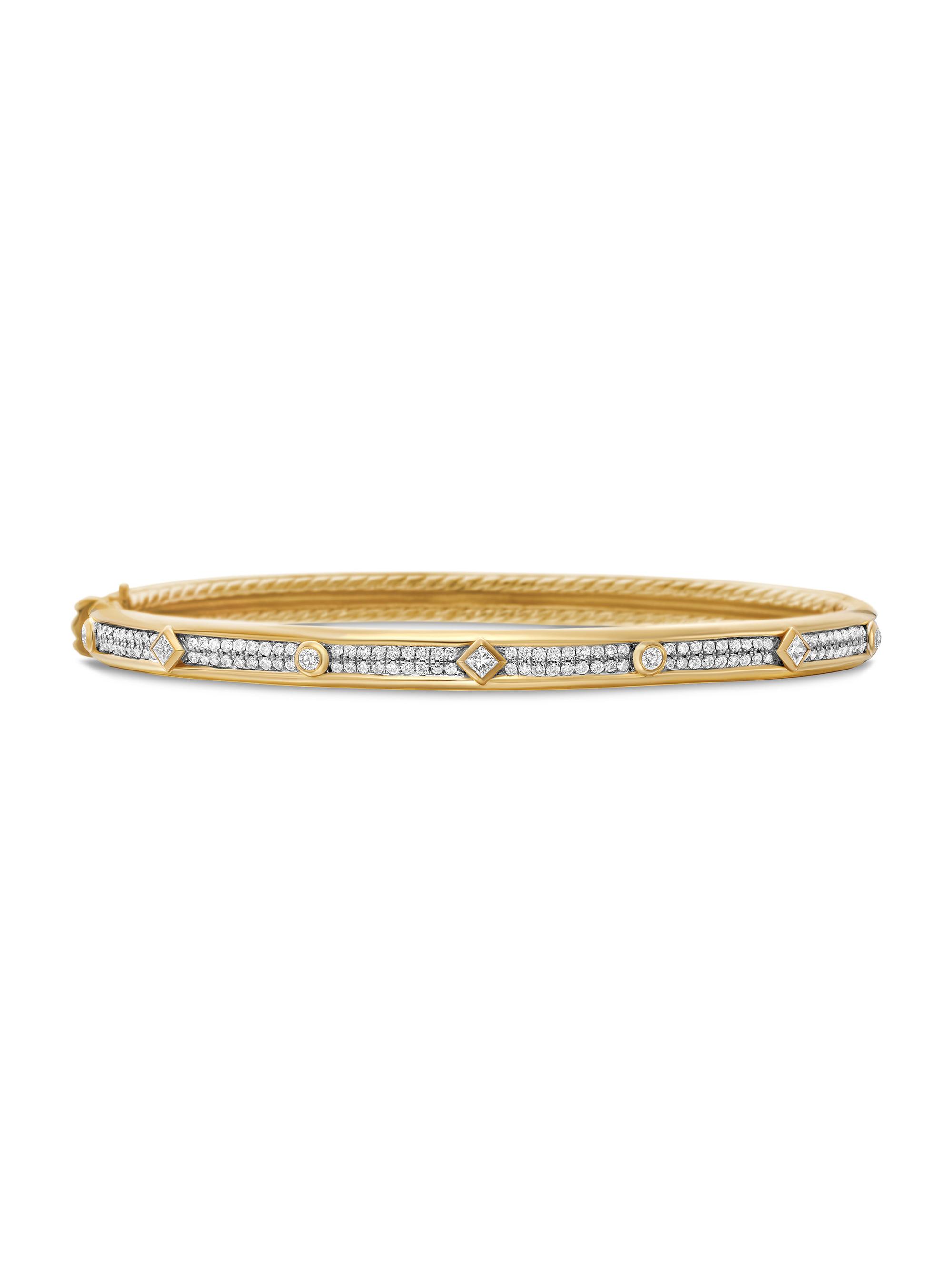 David Yurman Women's Modern Renaissance Bangle Bracelet in 18K Yellow Gold - Diamond