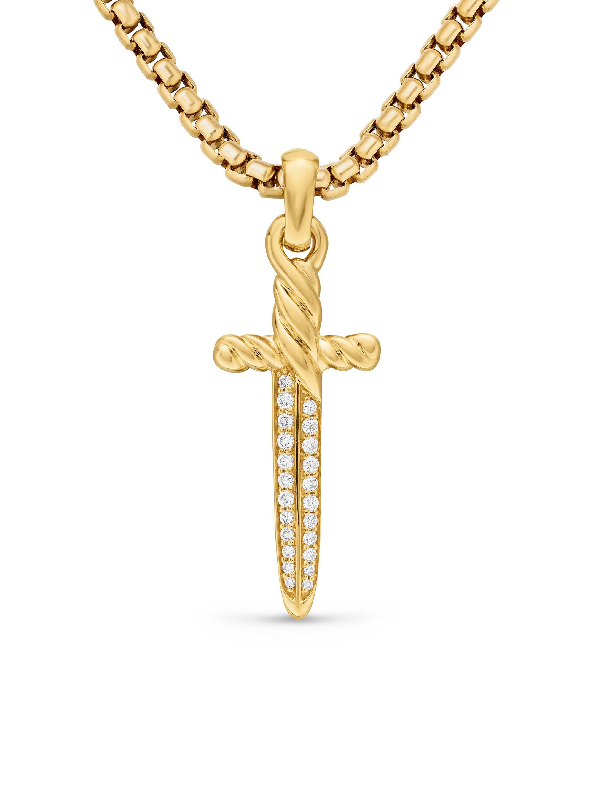 David Yurman Women's Petrvs Dagger Amulet in 18K Yellow Gold with Diamonds, 31.5mm - Diamond