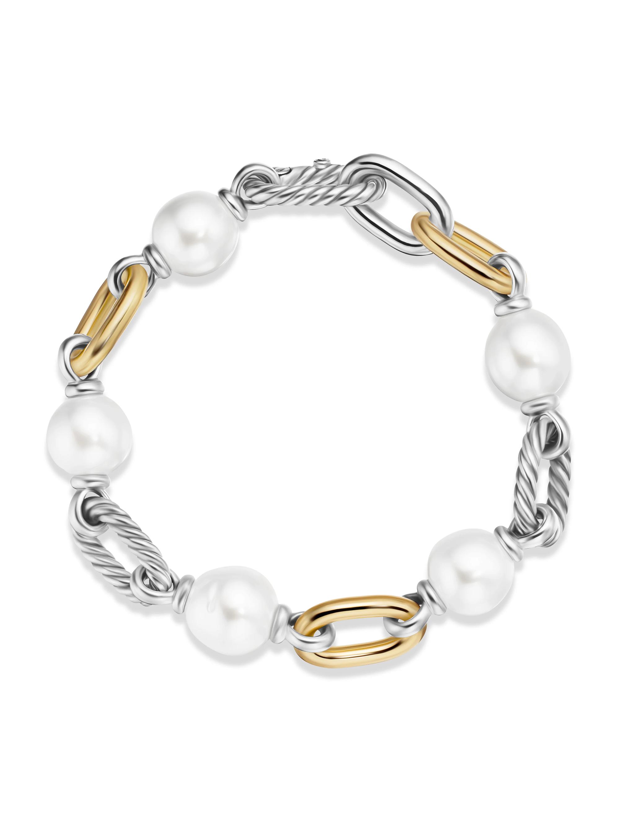 David Yurman Women's Madison 11-12MM Pearl Chain Bracelet with 18K Yellow Gold - Gold Silver
