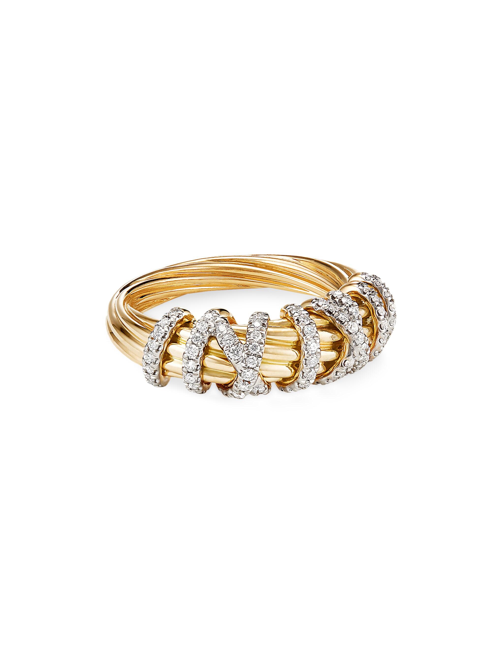 David Yurman Women's Helena Small Ring In 18K Yellow Gold With Diamonds - Gold