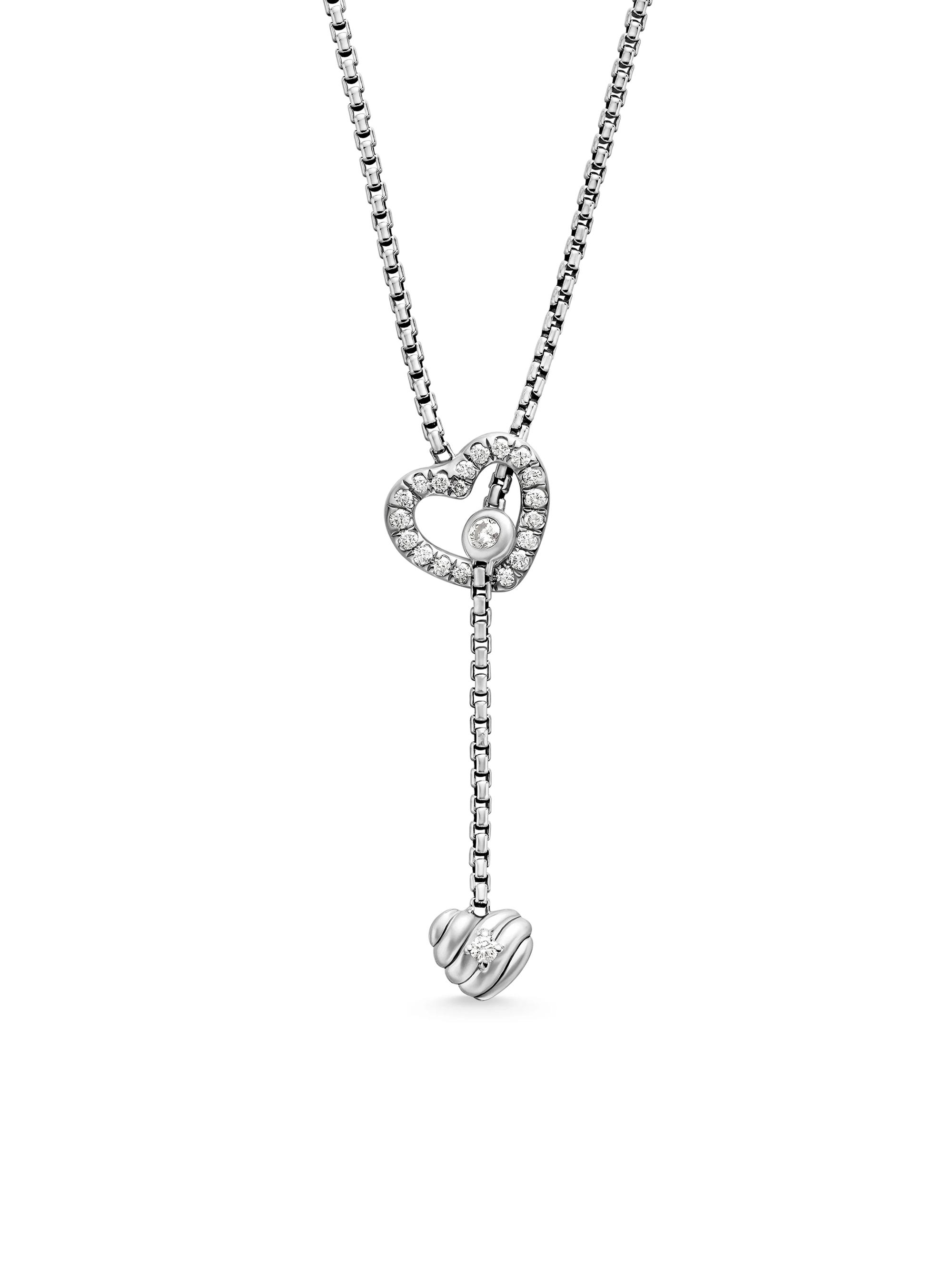 David Yurman Women's Heart Y Necklace With Diamonds - Silver