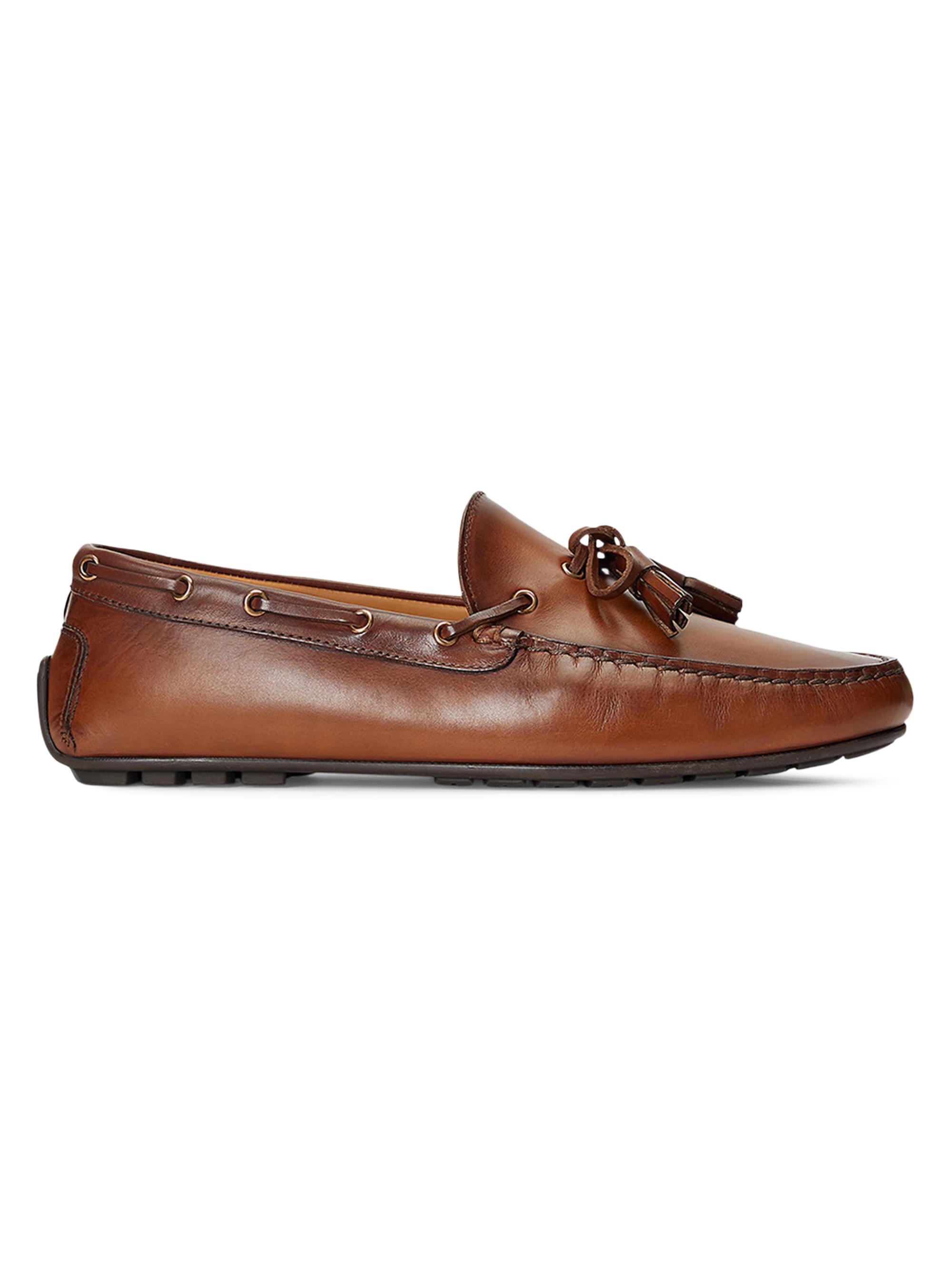 Ralph Lauren Purple Label Men's Harold Hand-Burnished Leather Driving Loafers - Tan