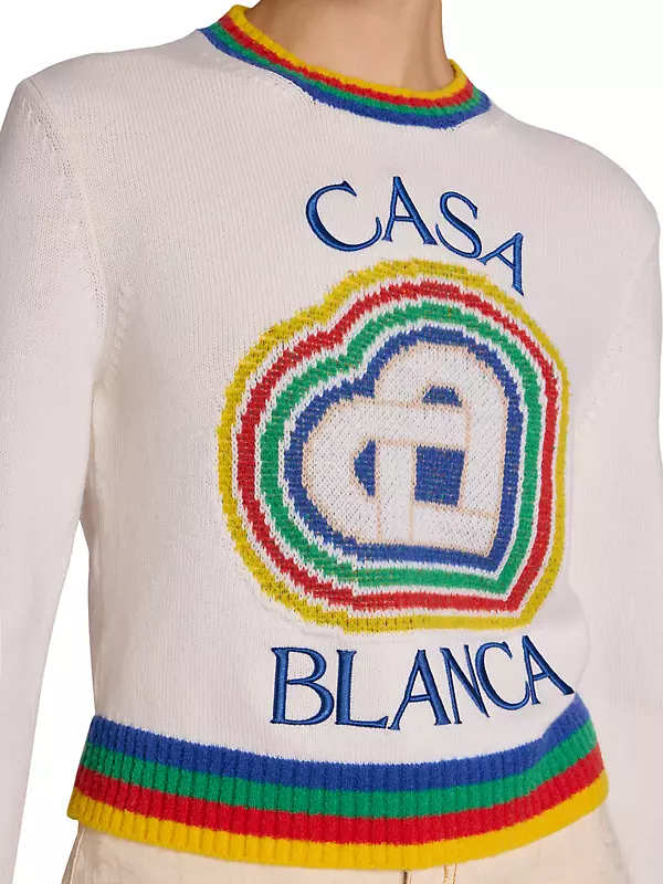 Casablanca Rainbow Monogram Intarsia-knit Jumper In White