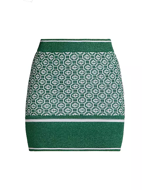 Versace Monogram Jacquard Lamé Mini Skirt