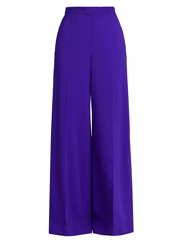 Shop Moschino Pleated Wide-Leg Trousers