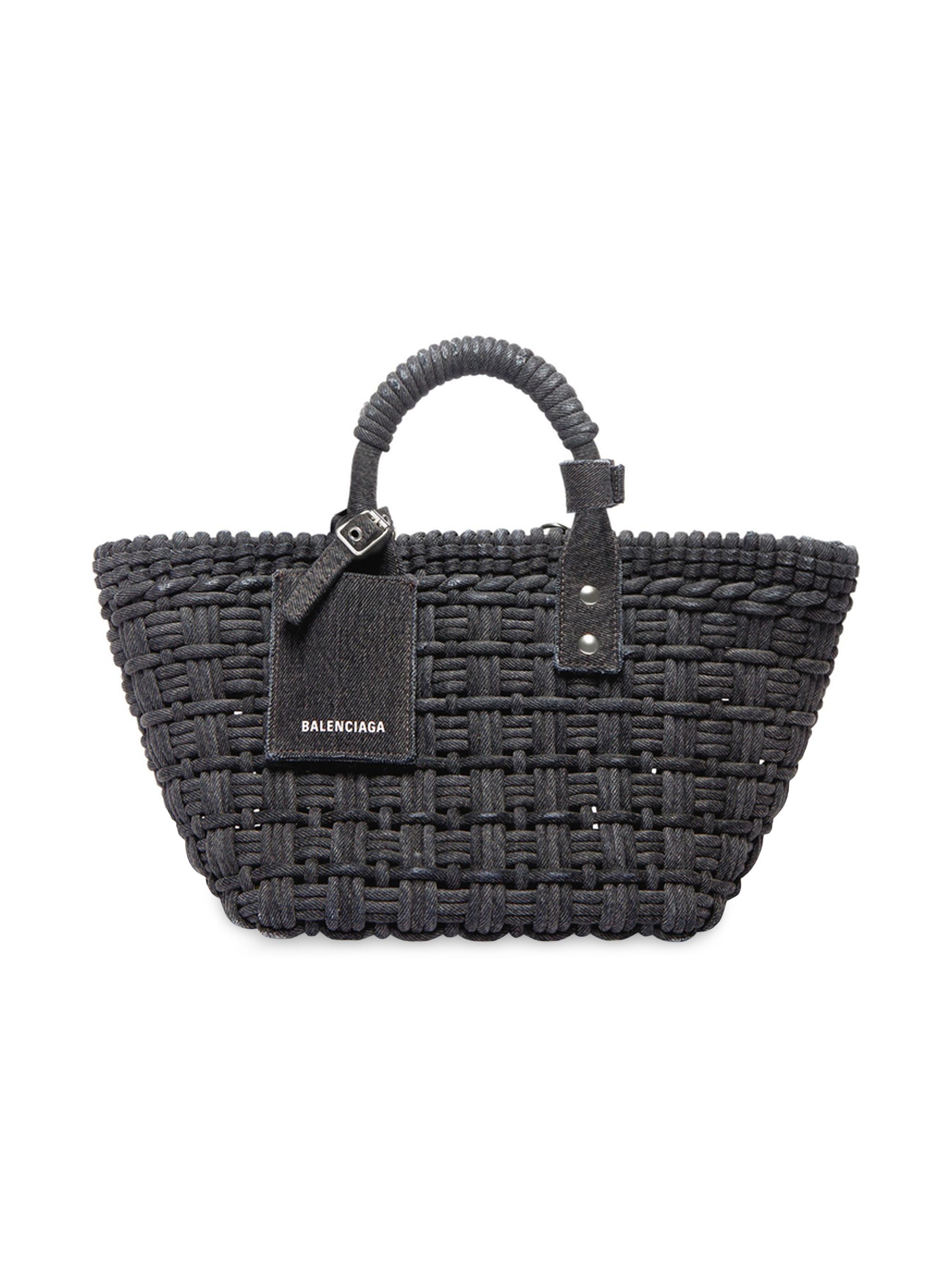 Balenciaga Women's Bistro XS Basket With Strap In Denim - Black