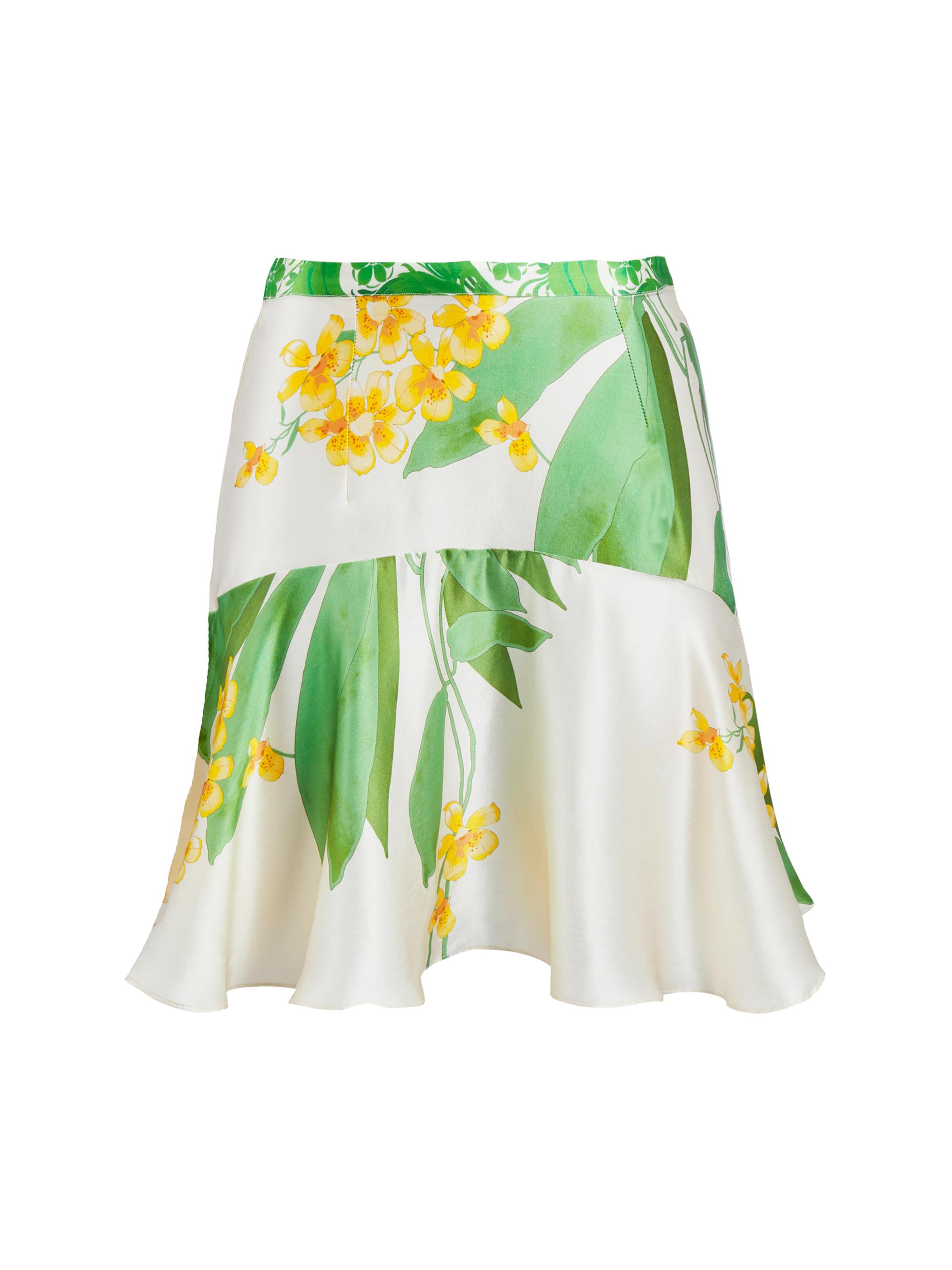 Secret Mission Women's Donna Silk Skirt - Tropical Green