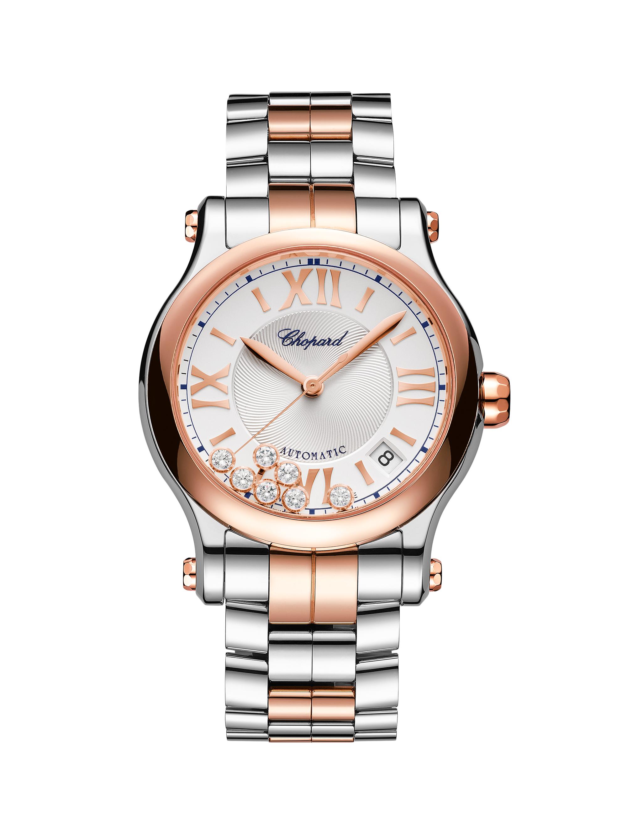 Chopard Women's Happy Sport Stainless Steel, 18K Rose Gold & 0.35 TCW Diamond Bracelet Watch/36MM - Rose Gold