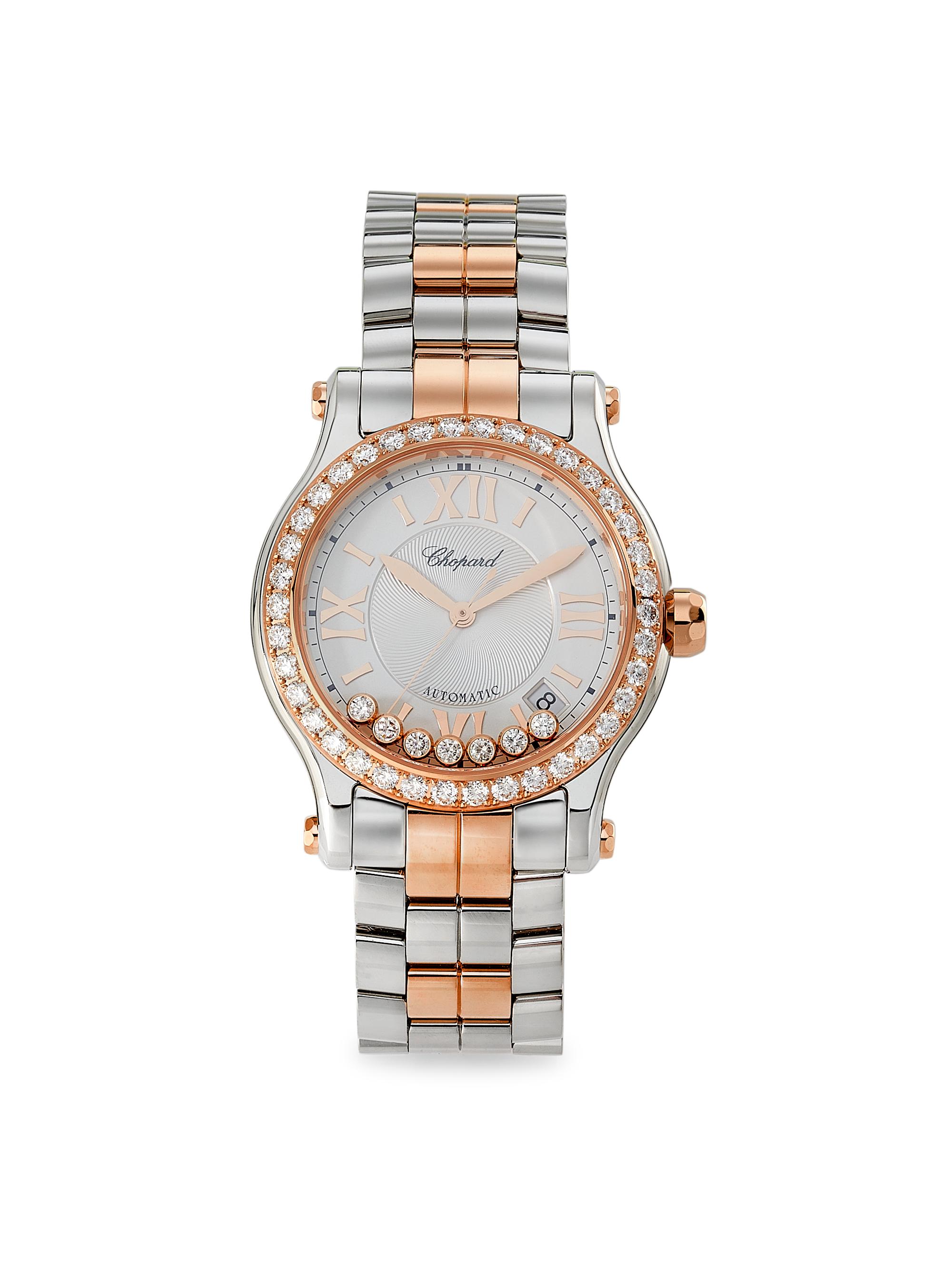 Chopard Women's Happy Sport Stainless Steel, 18K Rose Gold & 2.31 TCW Diamond Bracelet Watch/36MM - Rose Gold