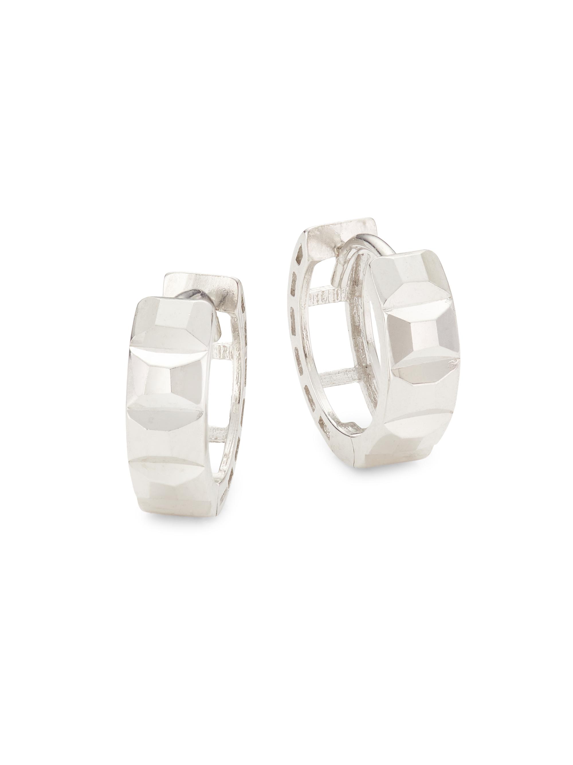 Saks Fifth Avenue Collection Women's 14K White Gold Huggie Hoop Earrings - White