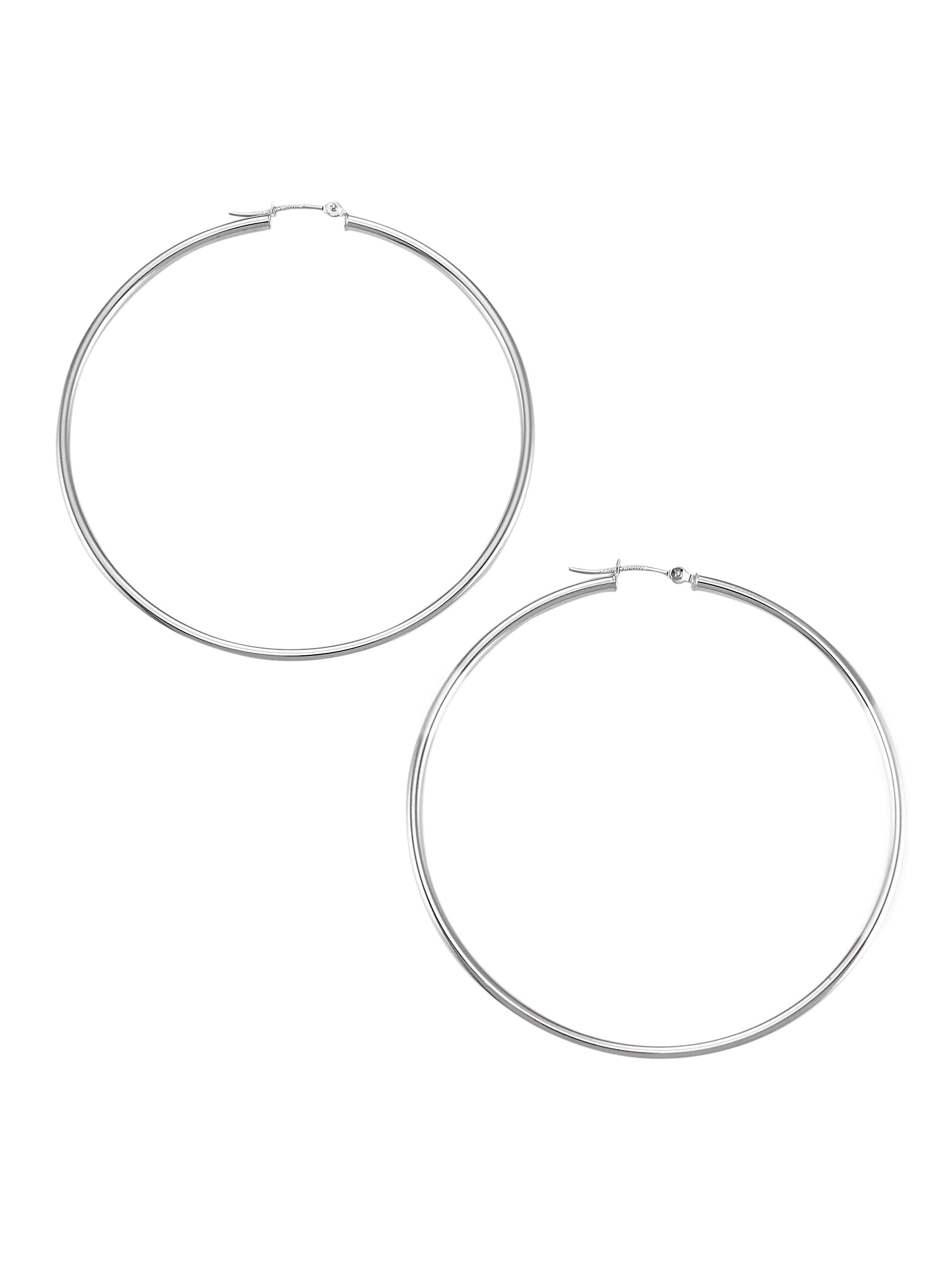 Saks Fifth Avenue Collection Women's 14K White Gold Hoop Earrings/2MM x 50MM - White